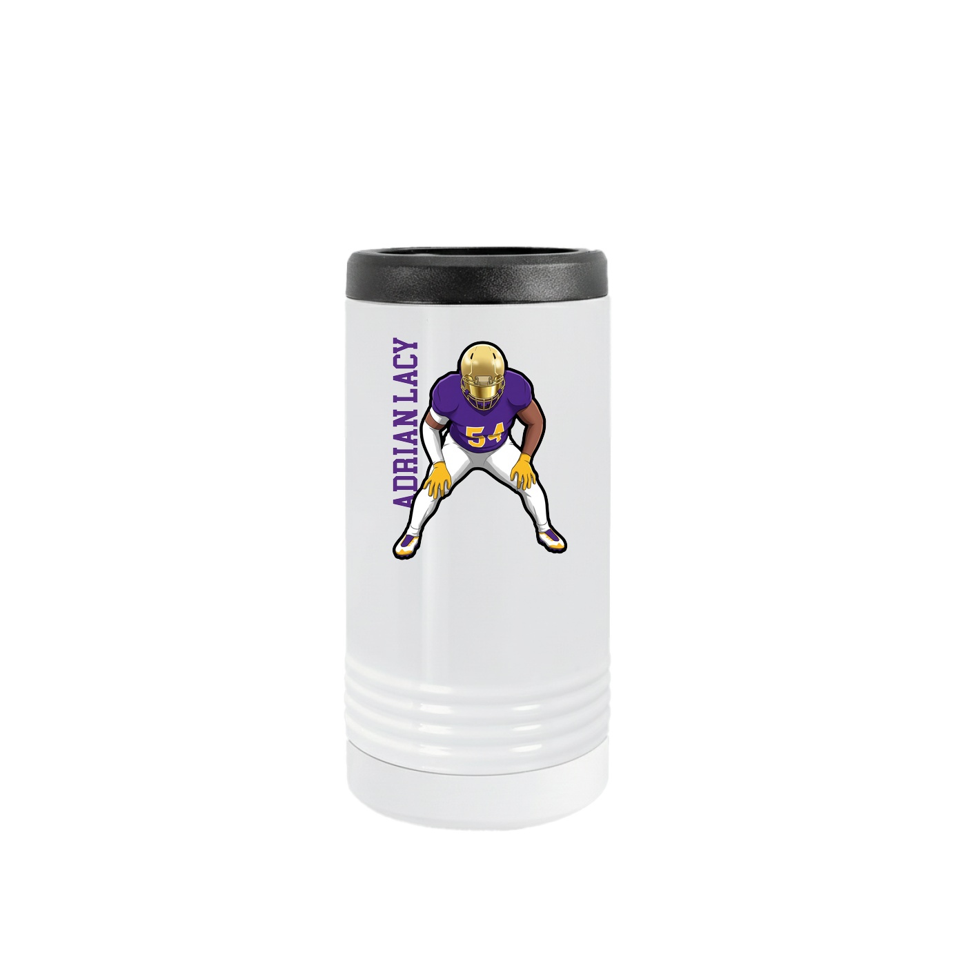 Slim Beverage Holder — Name Vertical in White