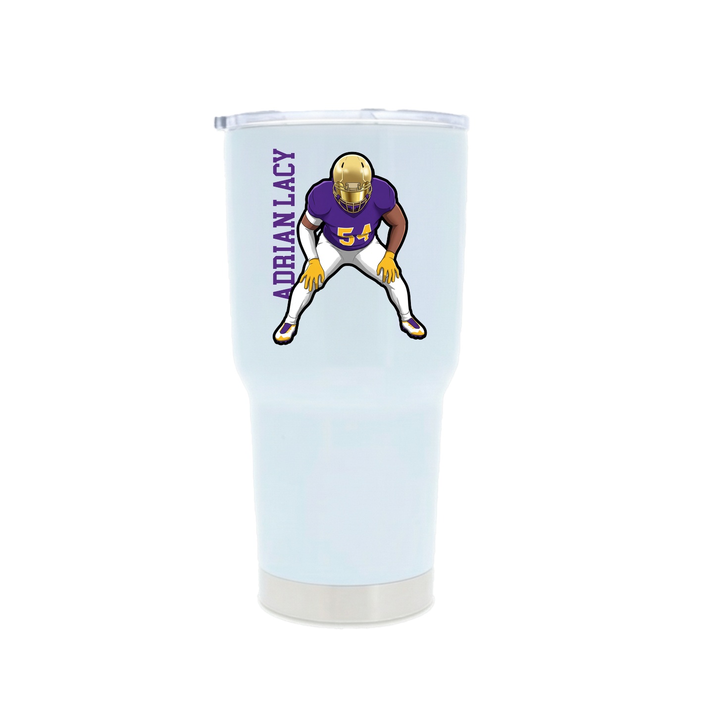 30oz Stainless Steel Tumbler — Name Vertical in White