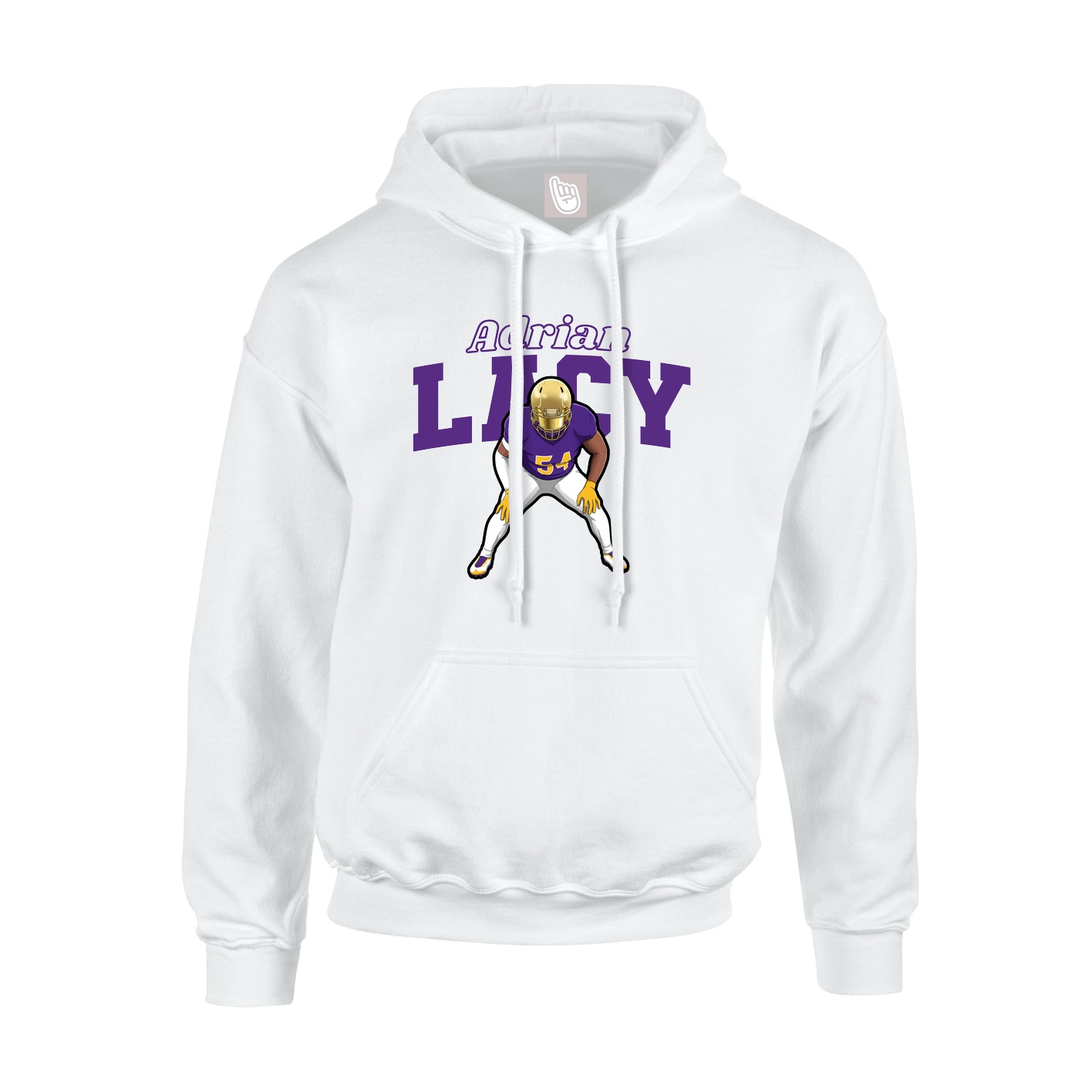 Youth Hoodie — Name Arch in White