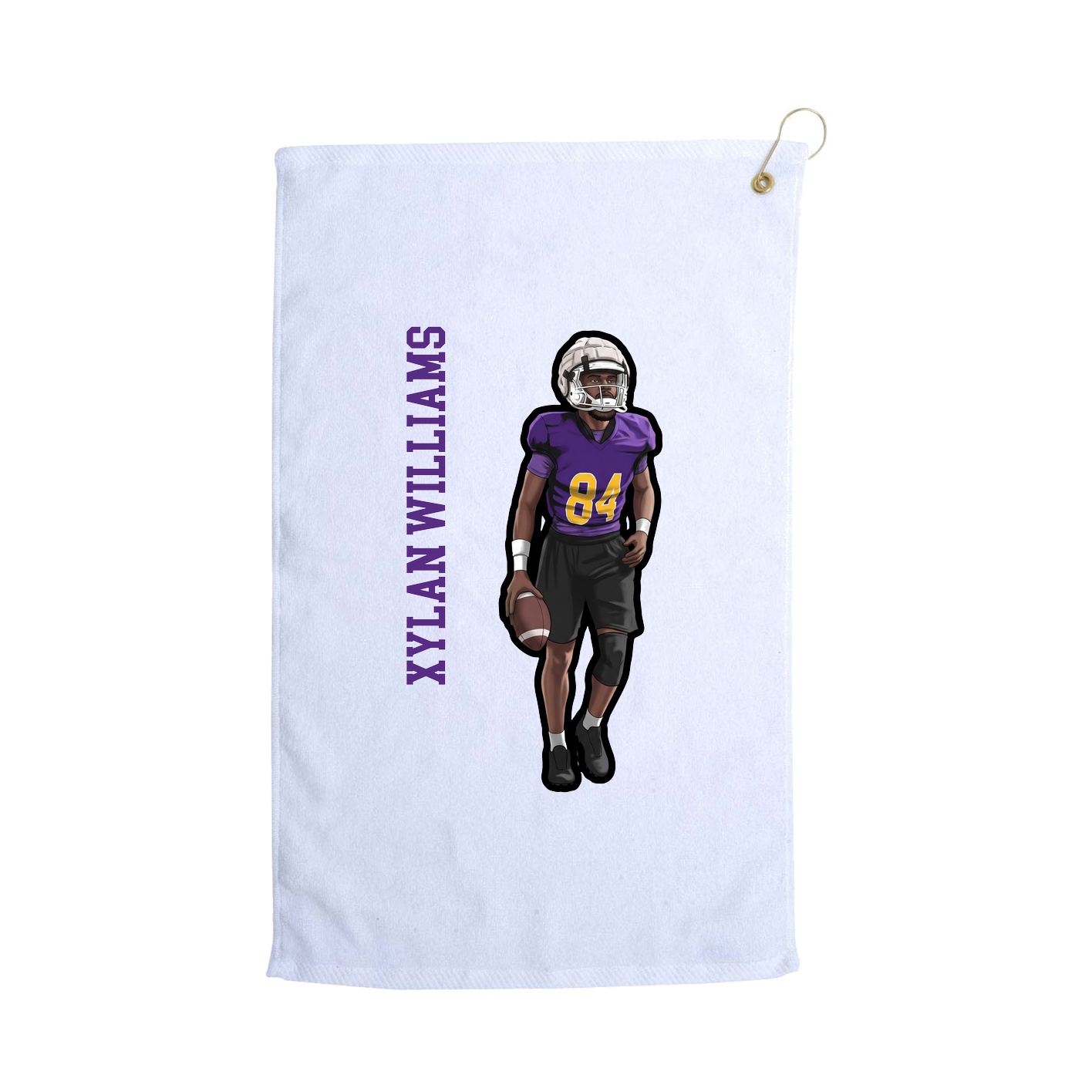 Golf Towel — Name Vertical in White