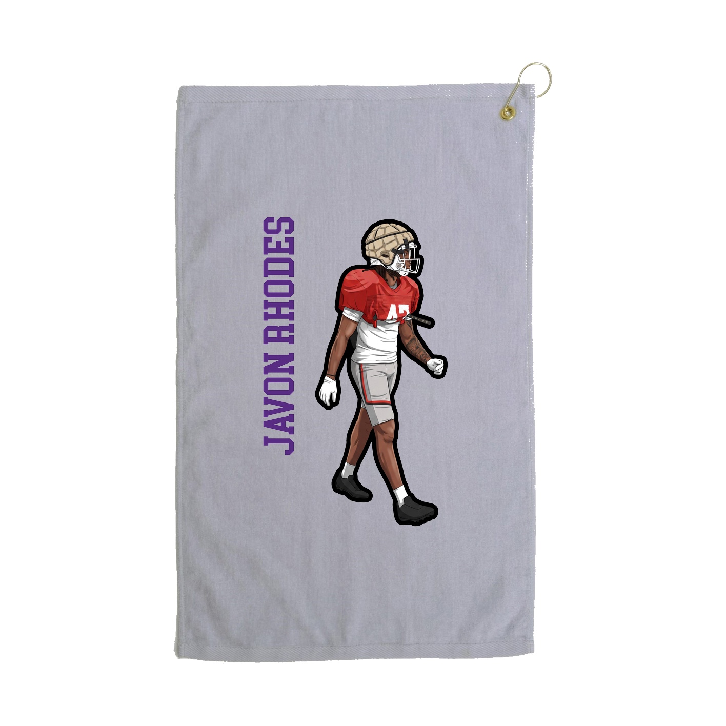 Golf Towel — Name Vertical in Grey