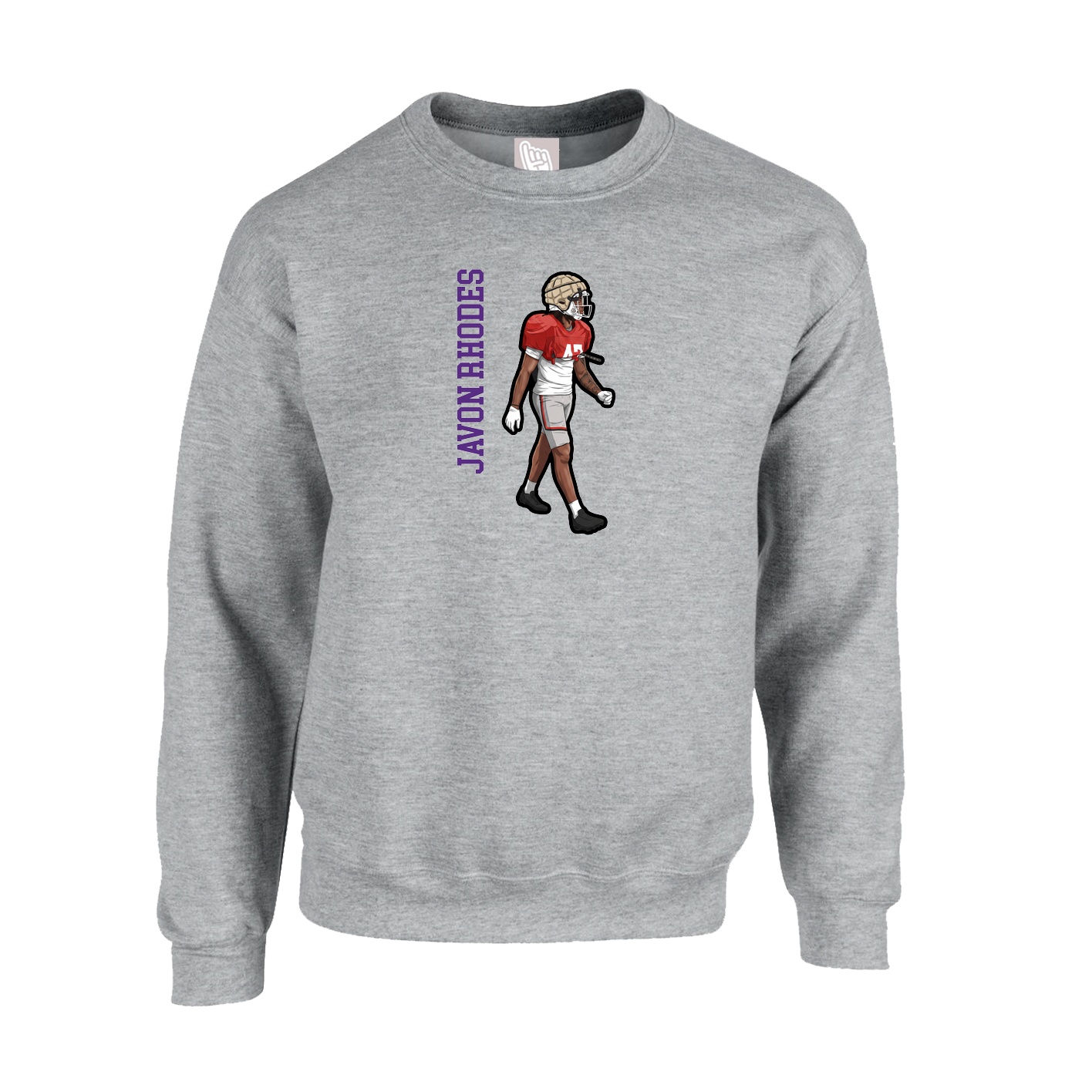 Fleece Crew — Name Vertical in Grey