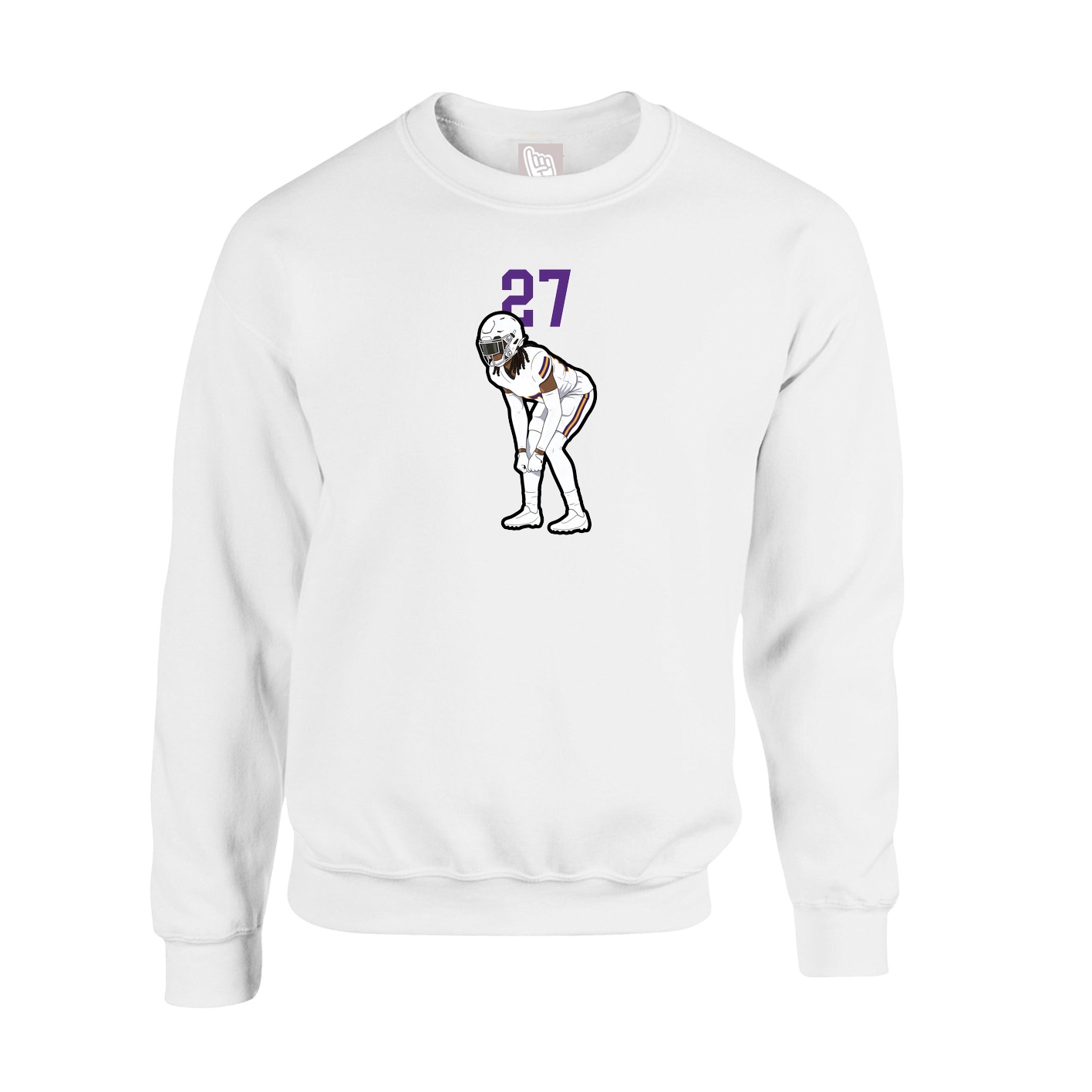 Fleece Crew — Number Top in White
