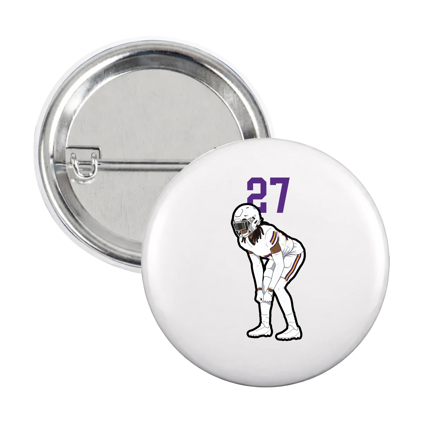 Game Day Button — Number Top in White