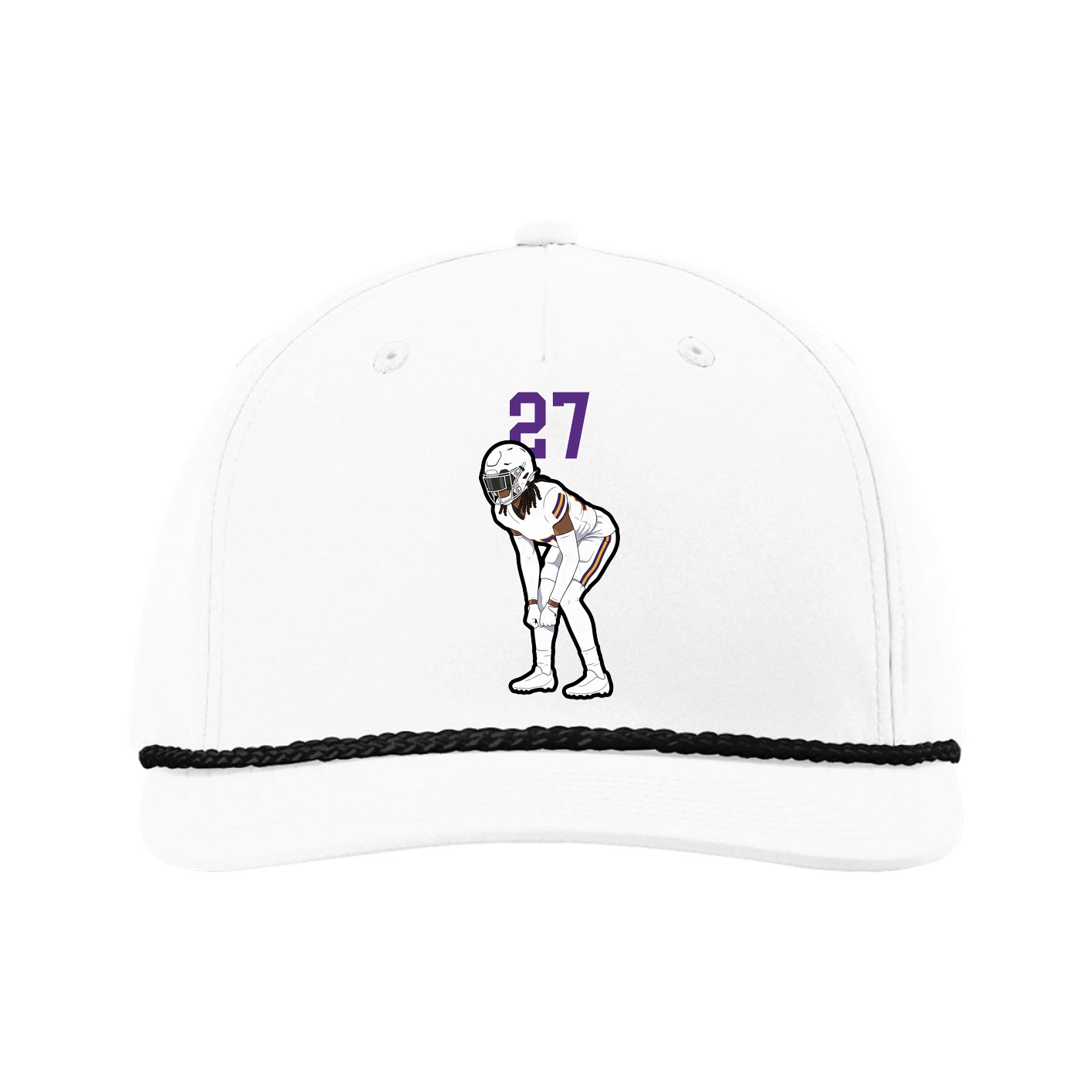 Five-Panel Classic Rope Cap — Number Top in White