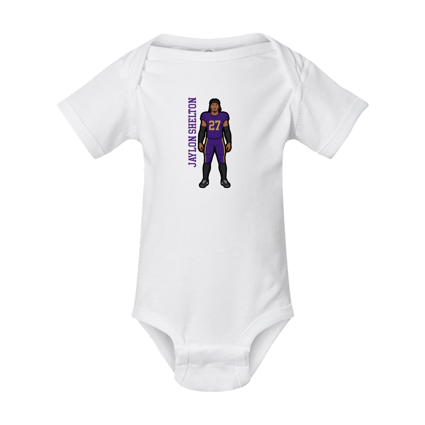 Baby Onesie — Name Vertical in White