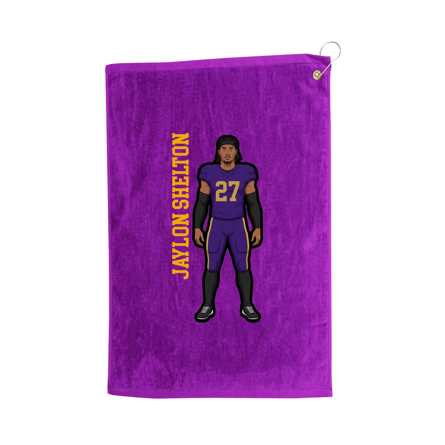 Golf Towel — Name Vertical in Purple