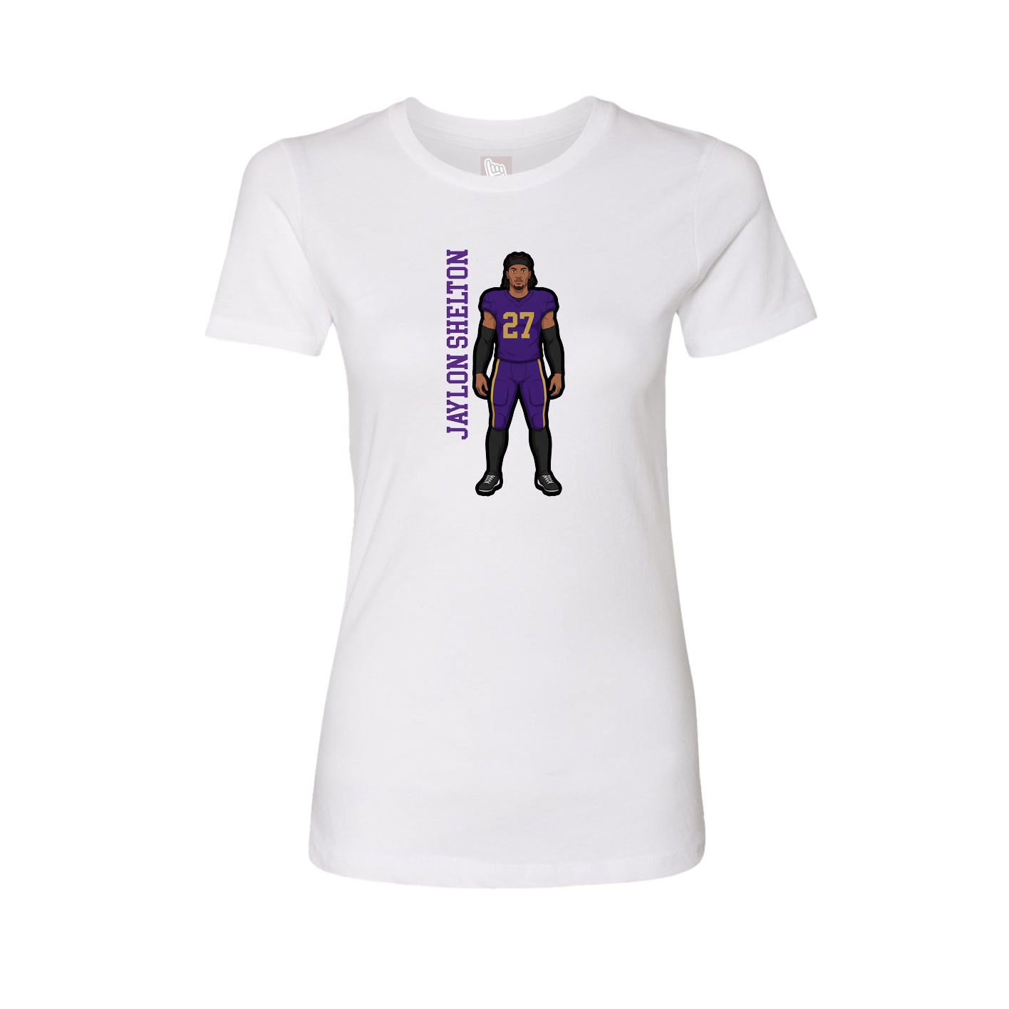 Fitted Women's Tee — Name Vertical in White