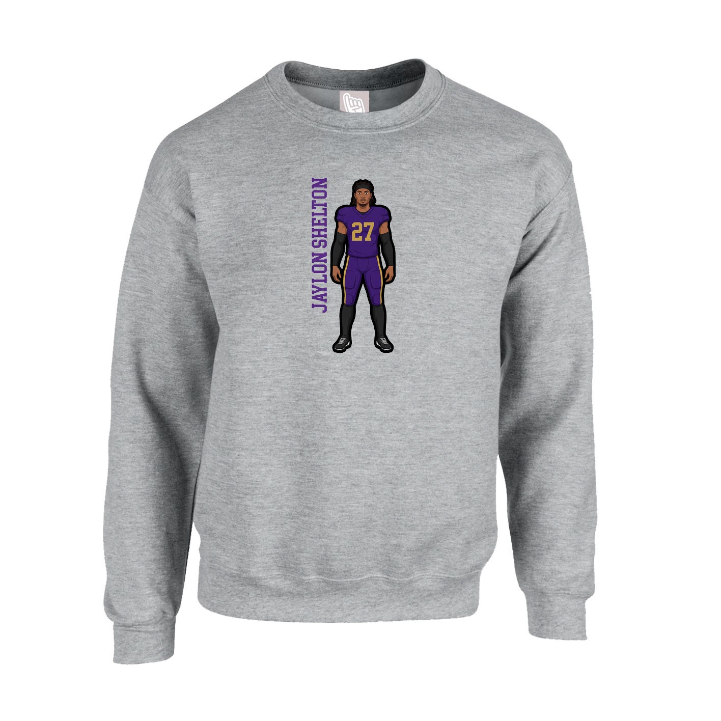 Fleece Crew — Name Vertical in Grey