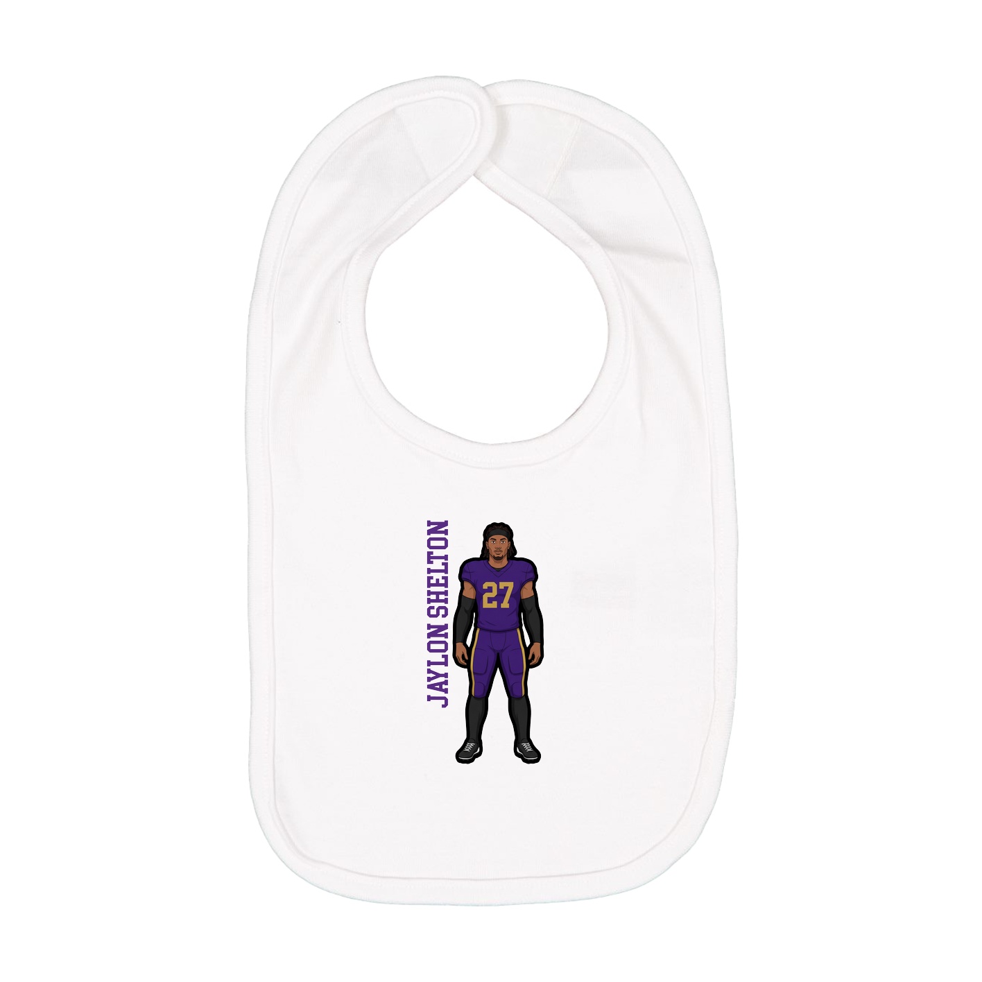 Infant Bib — Name Vertical in White