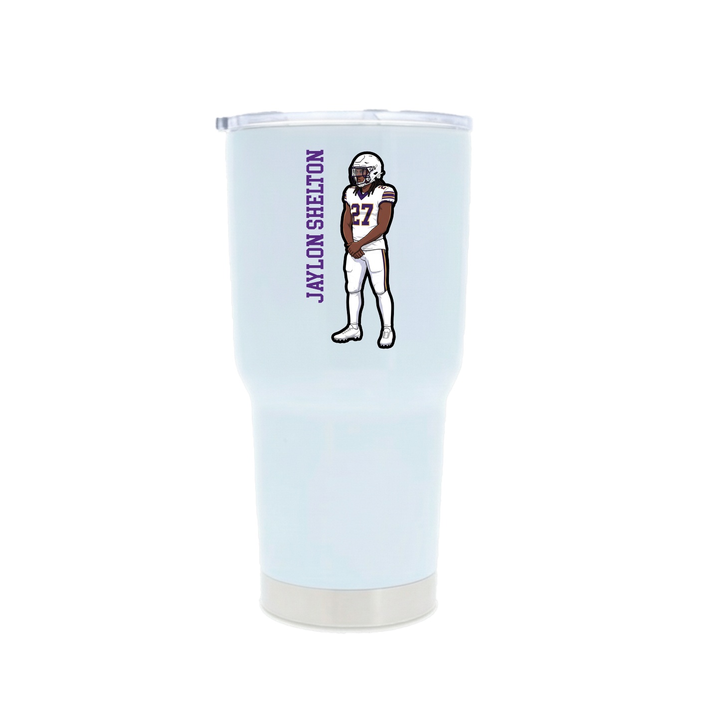 30oz Stainless Steel Tumbler — Name Vertical in White