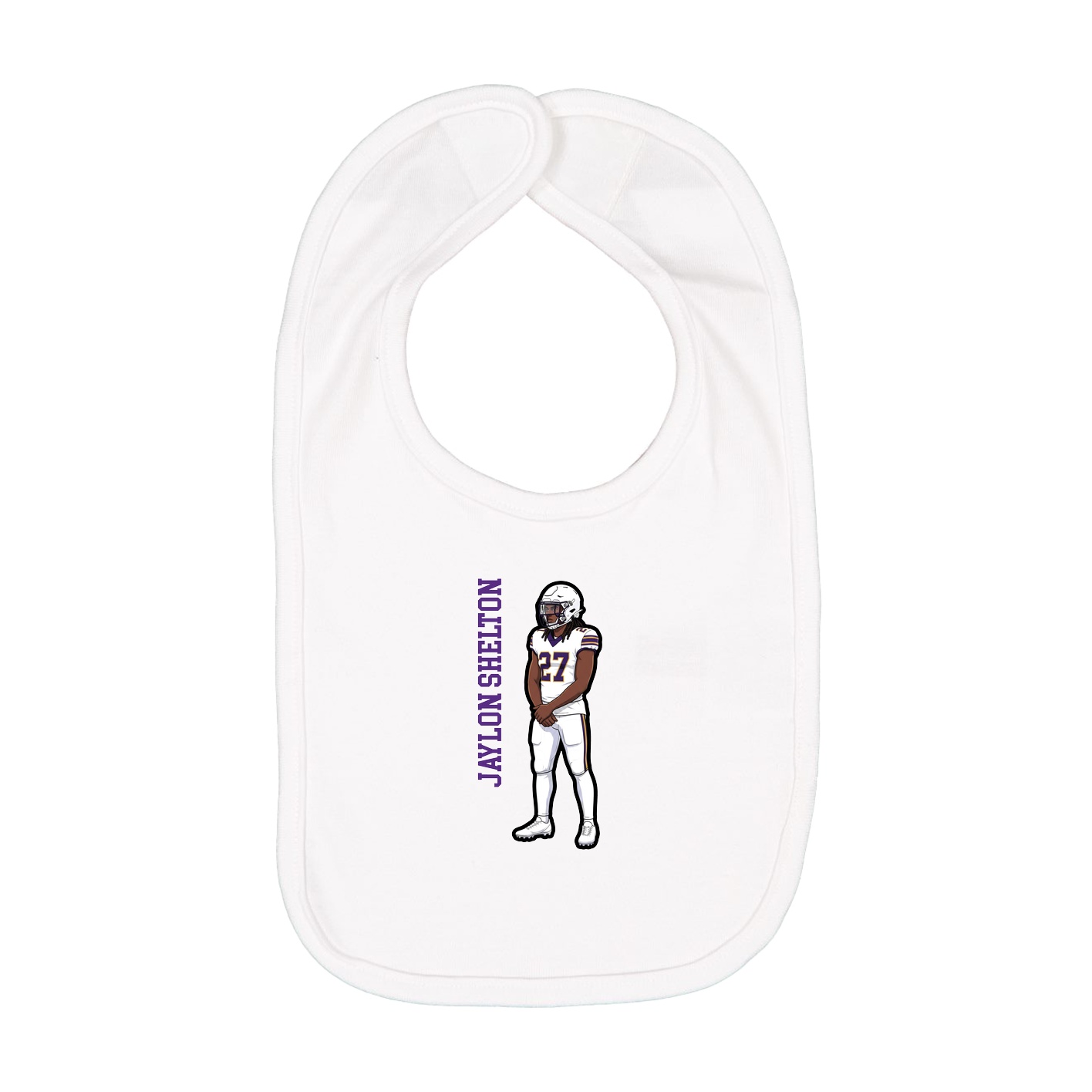 Infant Bib — Name Vertical in White