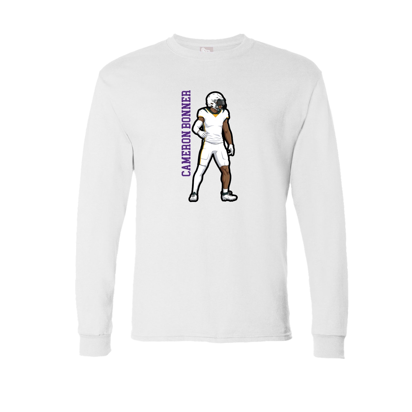 Long Sleeve Tee — Name Vertical in White