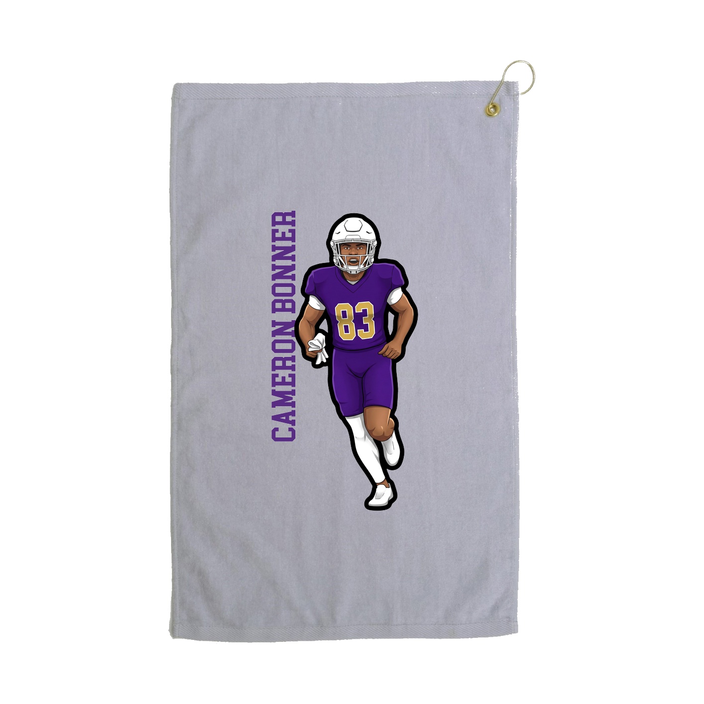 Golf Towel — Name Vertical in Grey