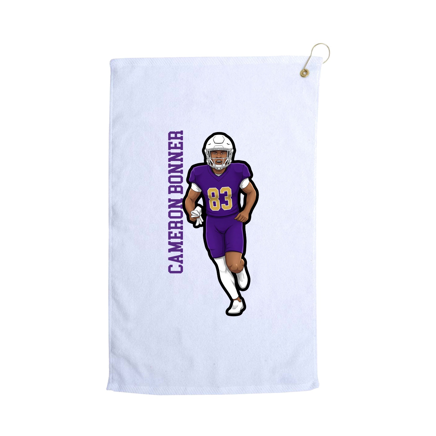 Golf Towel — Name Vertical in White