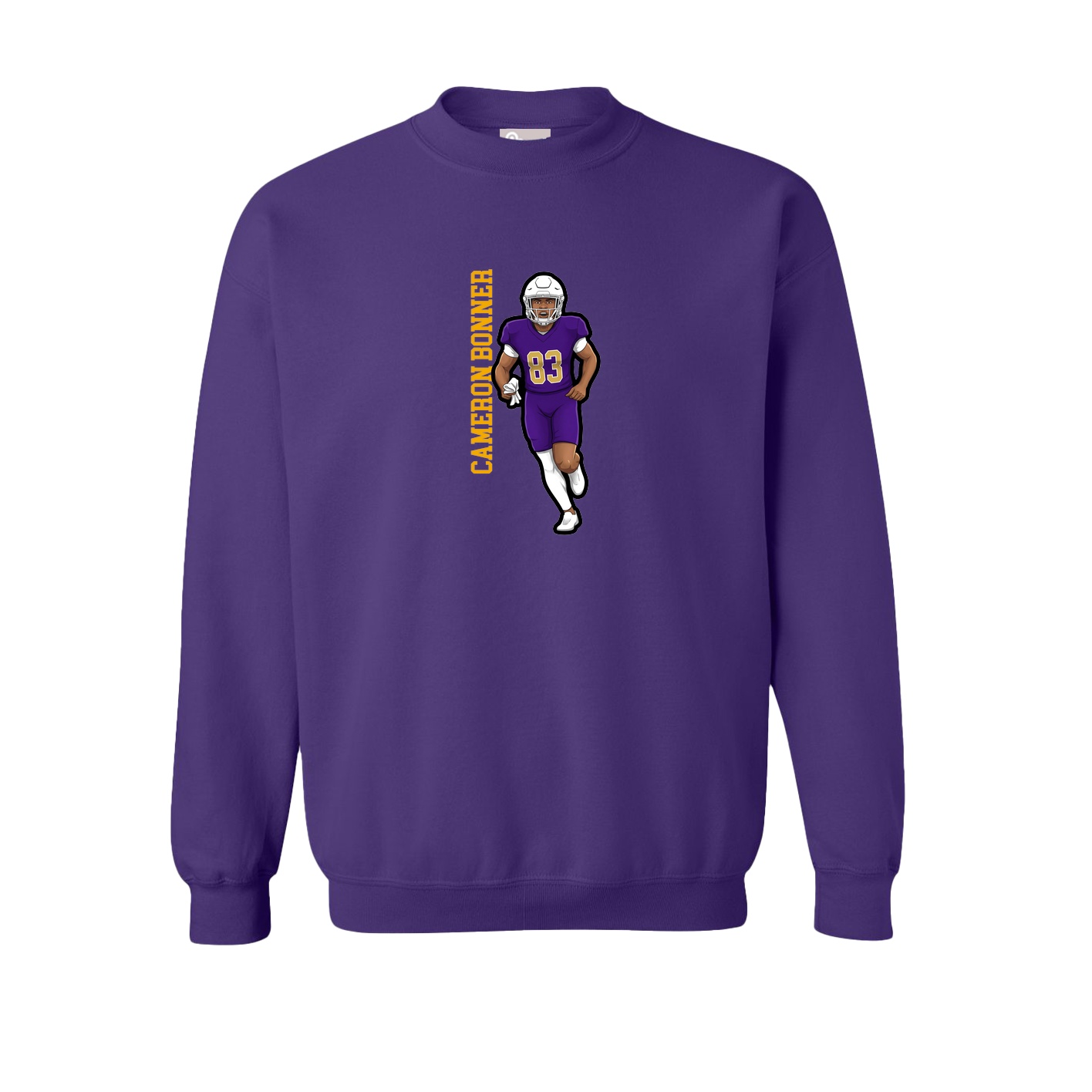 Fleece Crew — Name Vertical in Purple