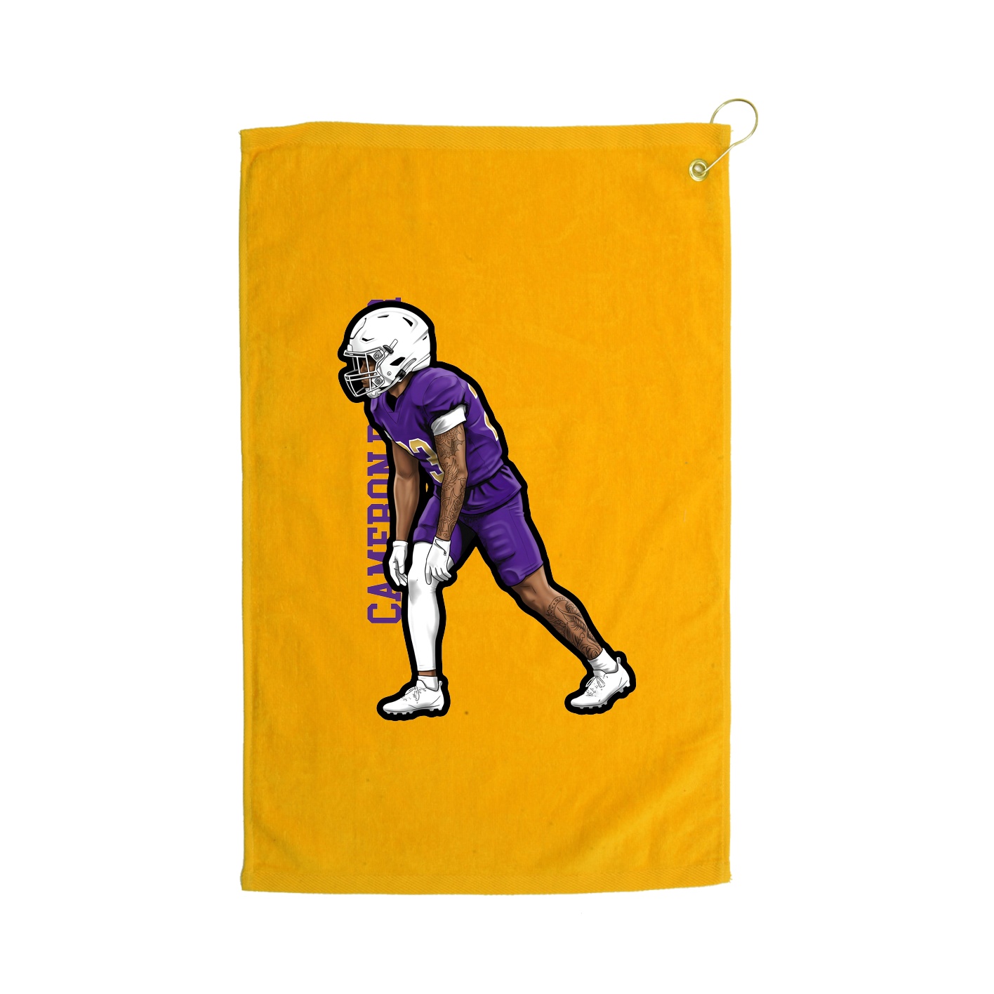 Golf Towel — Name Vertical in Gold