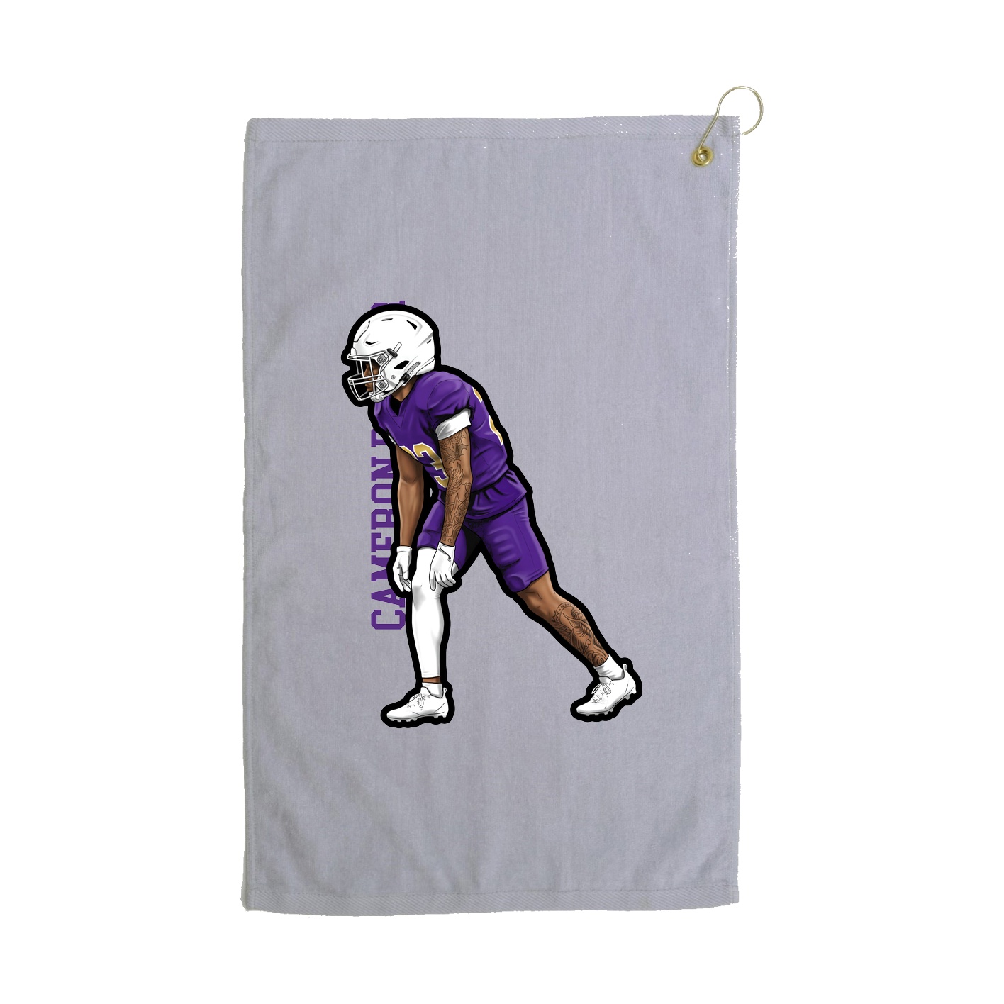 Golf Towel — Name Vertical in Grey