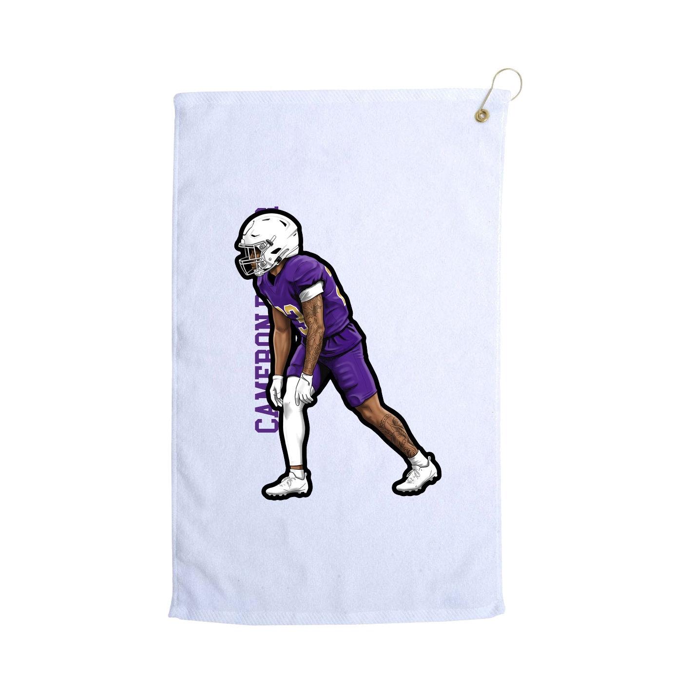 Golf Towel — Name Vertical in White
