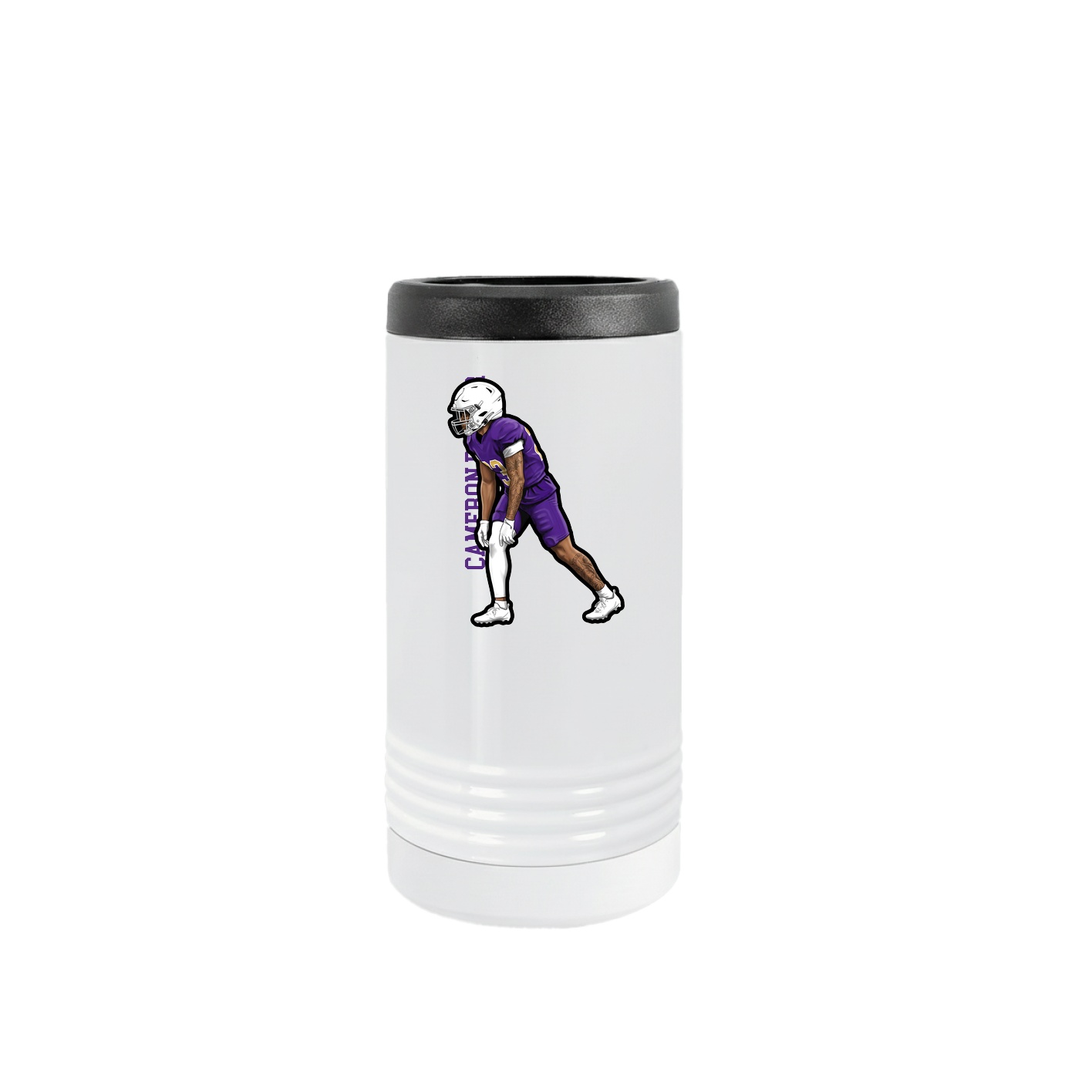 Slim Beverage Holder — Name Vertical in White
