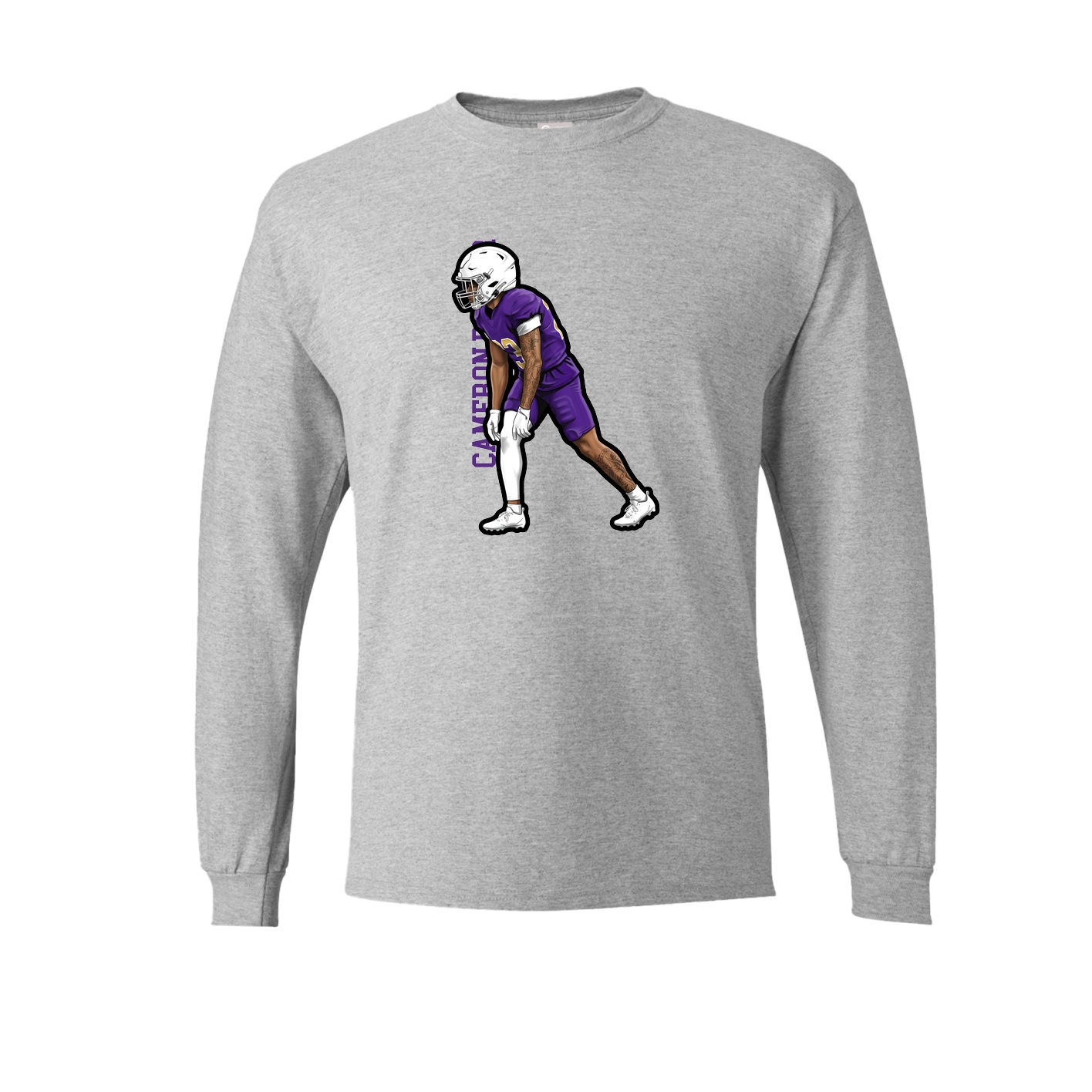 Long Sleeve Tee — Name Vertical in Grey