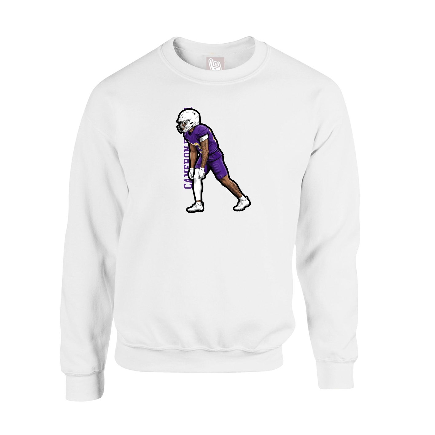 Fleece Crew — Name Vertical in White