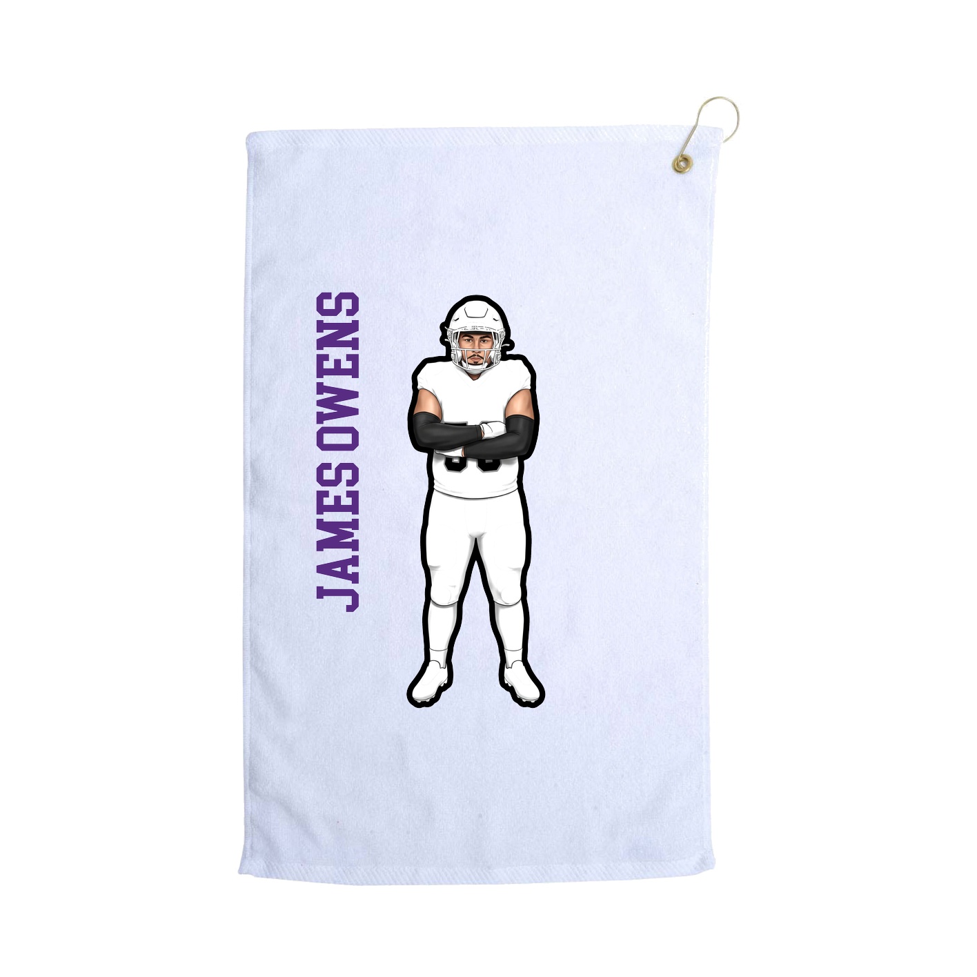 Golf Towel — Name Vertical in White