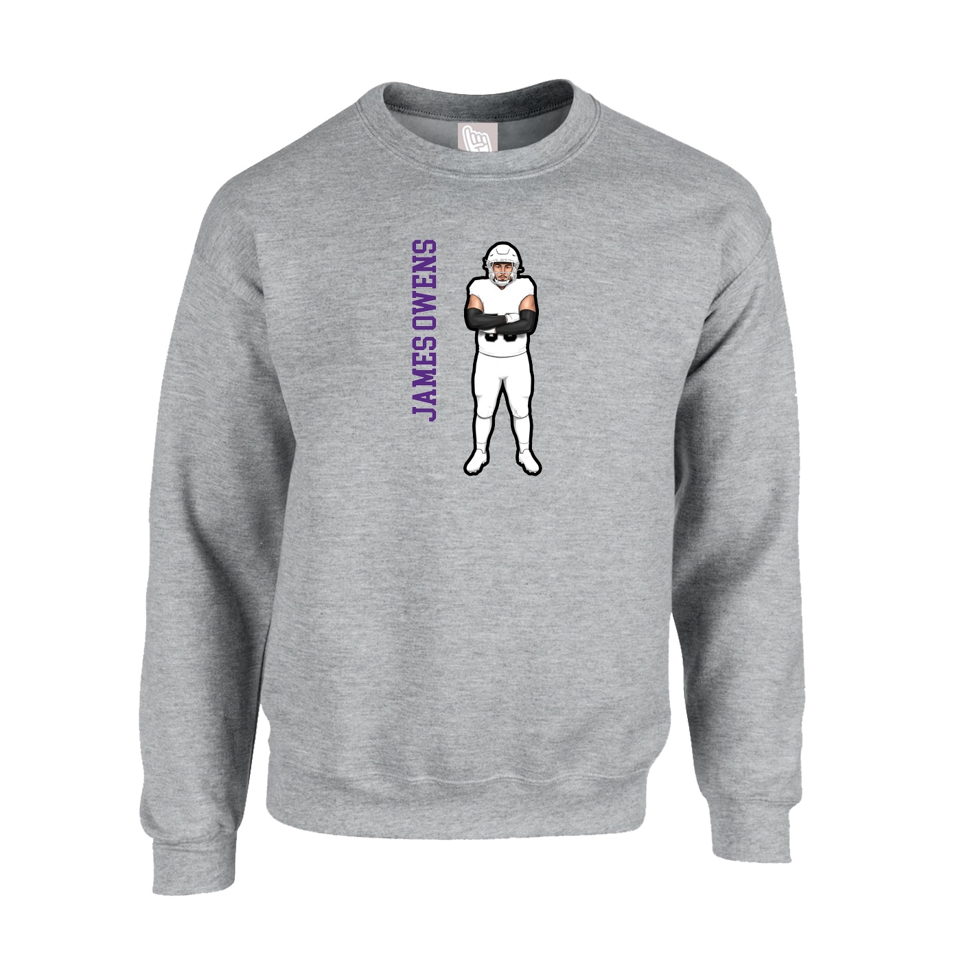 Fleece Crew — Name Vertical in Grey