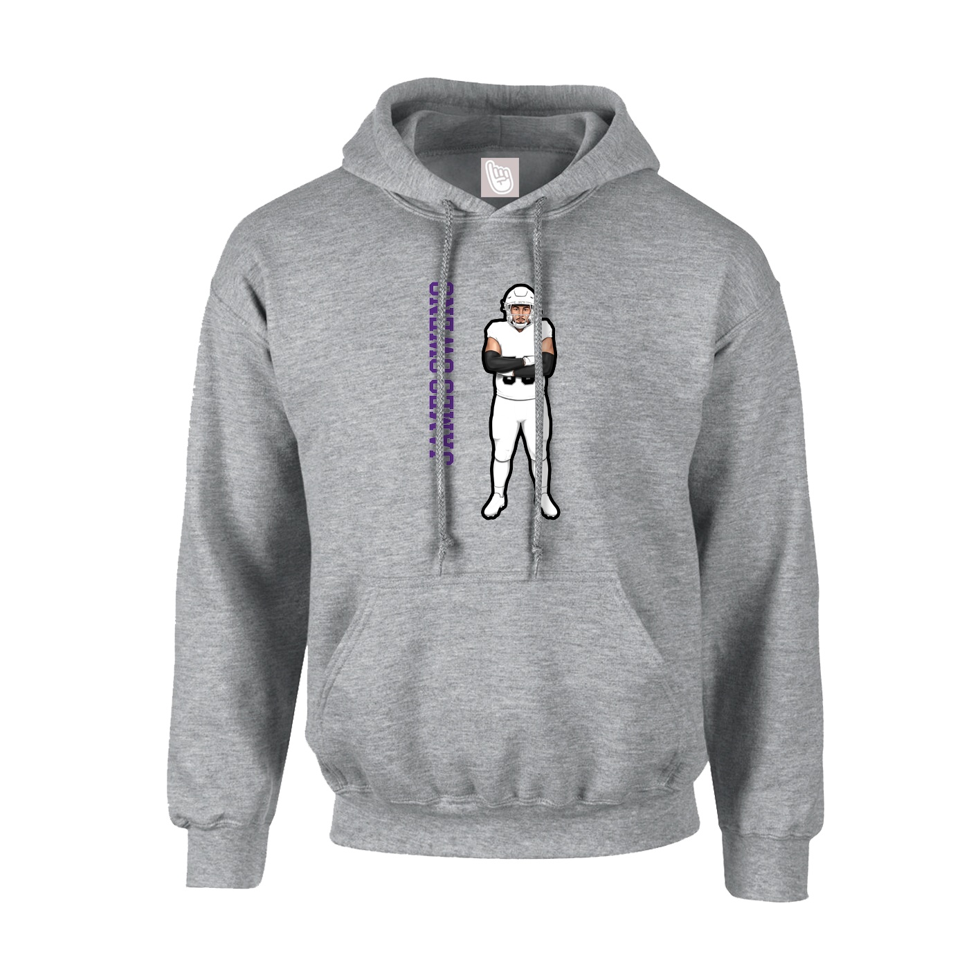 Youth Hoodie — Name Vertical in Grey