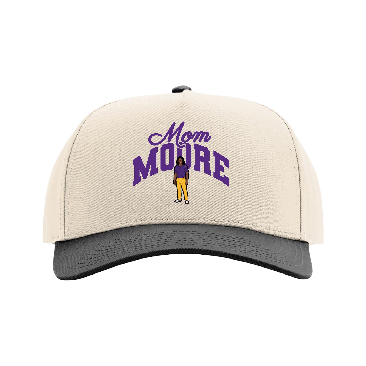 Full Fabric Five-Panel Champ Cap — Mothers Day Arch in Cream/Black