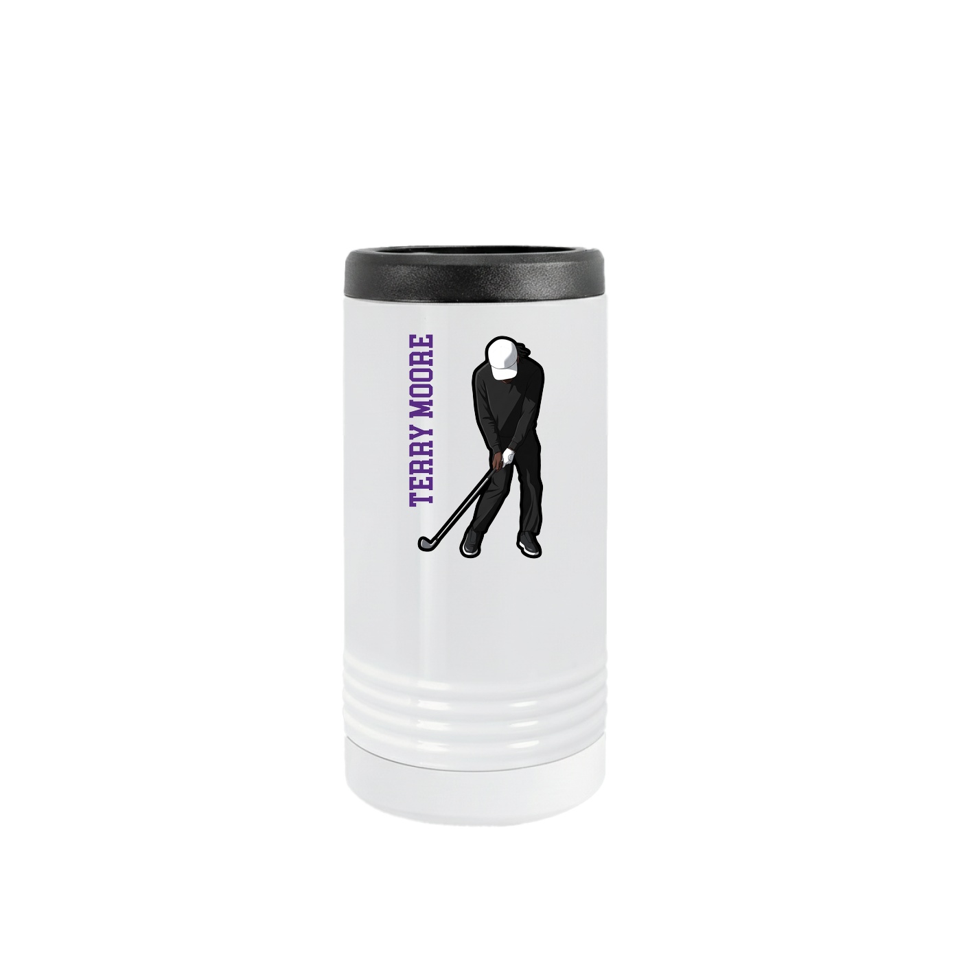 Slim Beverage Holder — Name Vertical in White
