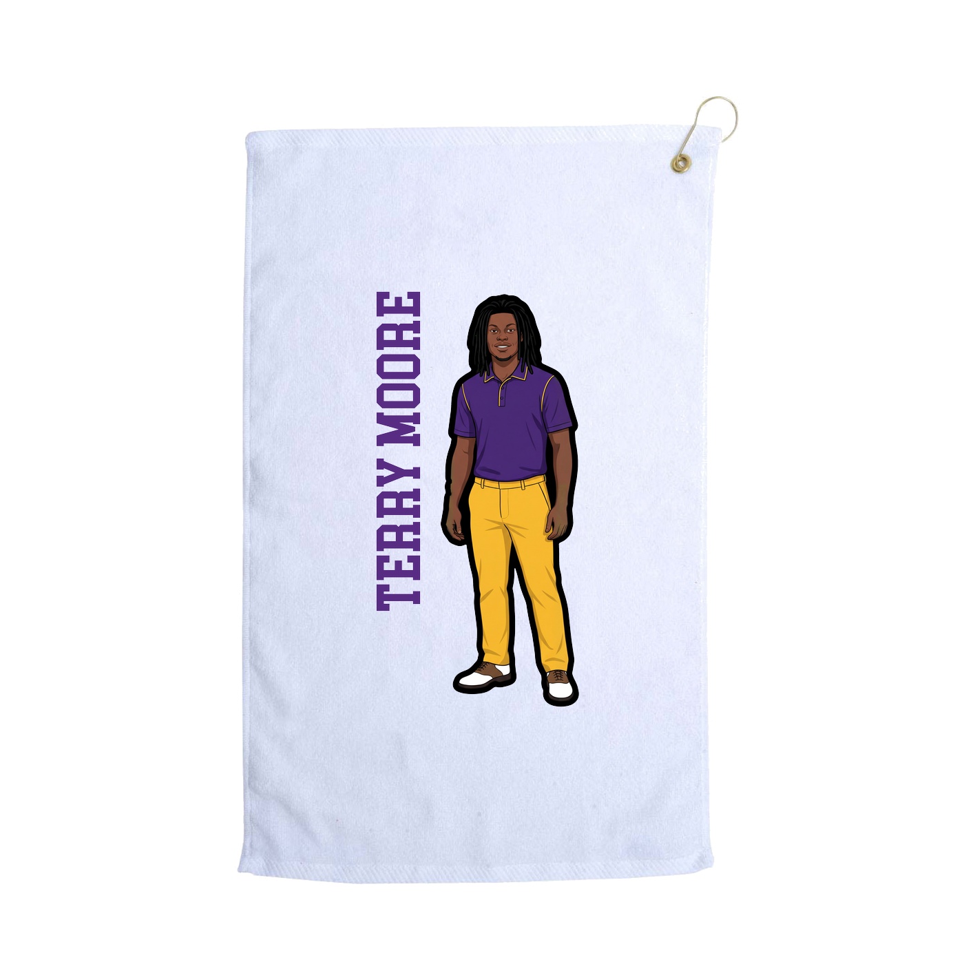 Golf Towel — Name Vertical in White