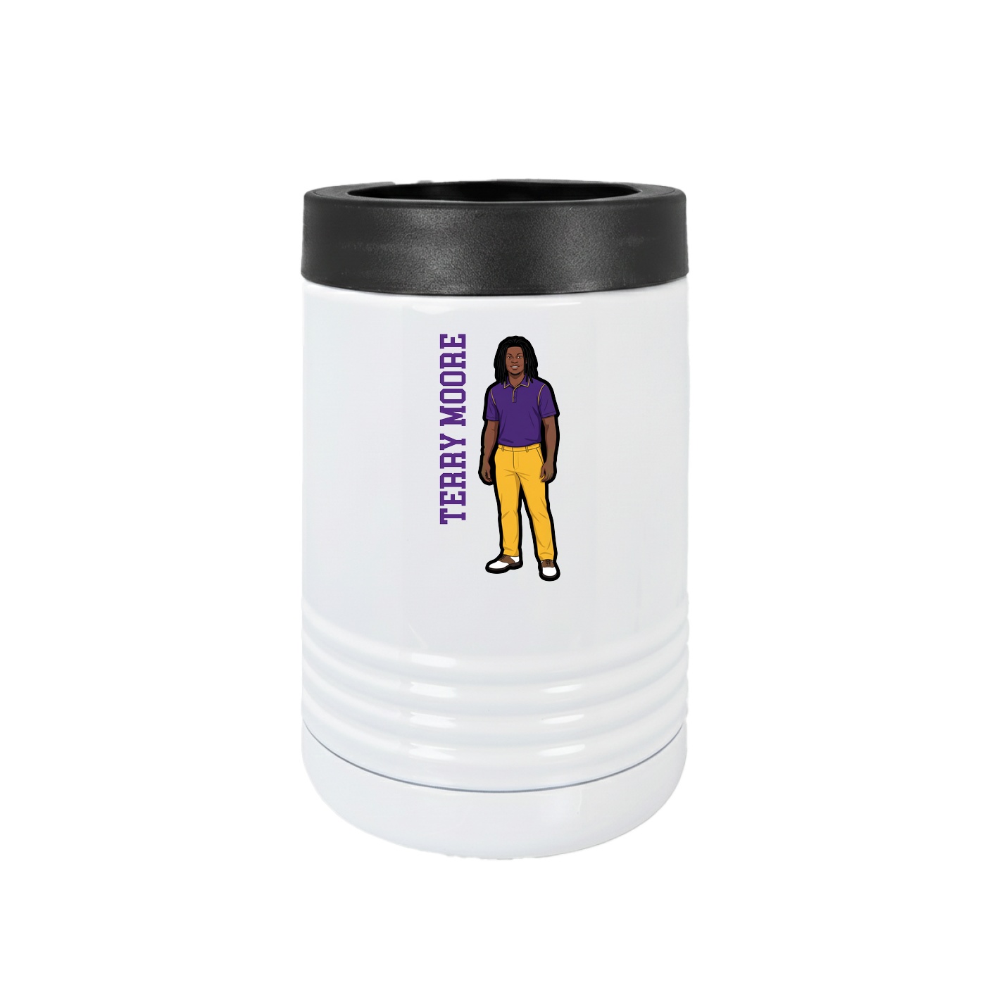 Beverage Holder — Name Vertical in White