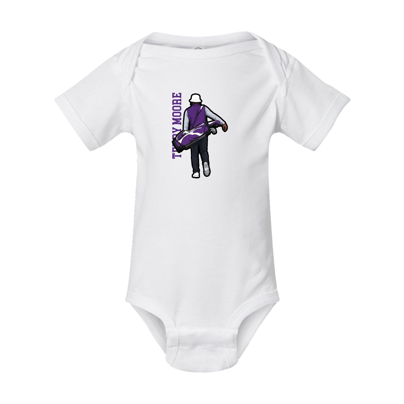 Baby Onesie — Name Vertical in White