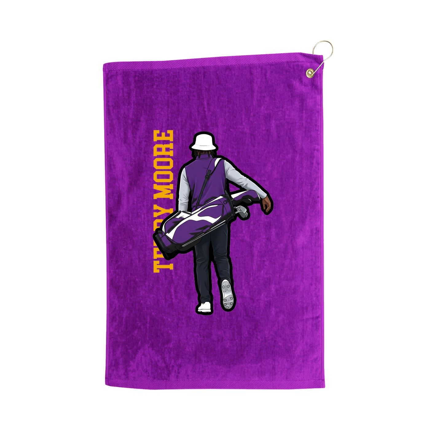 Golf Towel — Name Vertical in Purple
