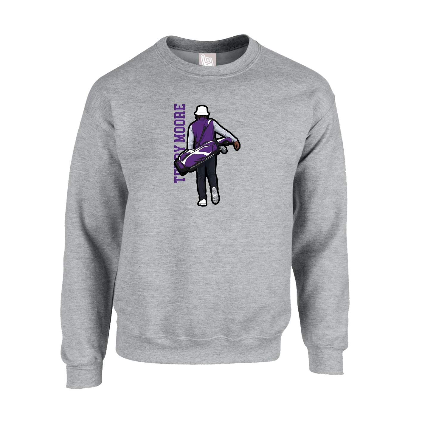 Fleece Crew — Name Vertical in Grey
