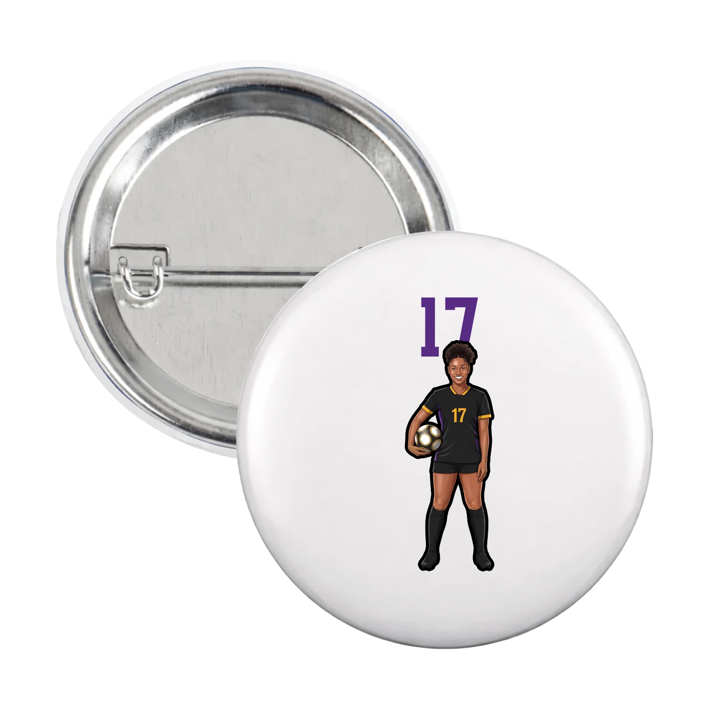 Game Day Button — Number Top in White