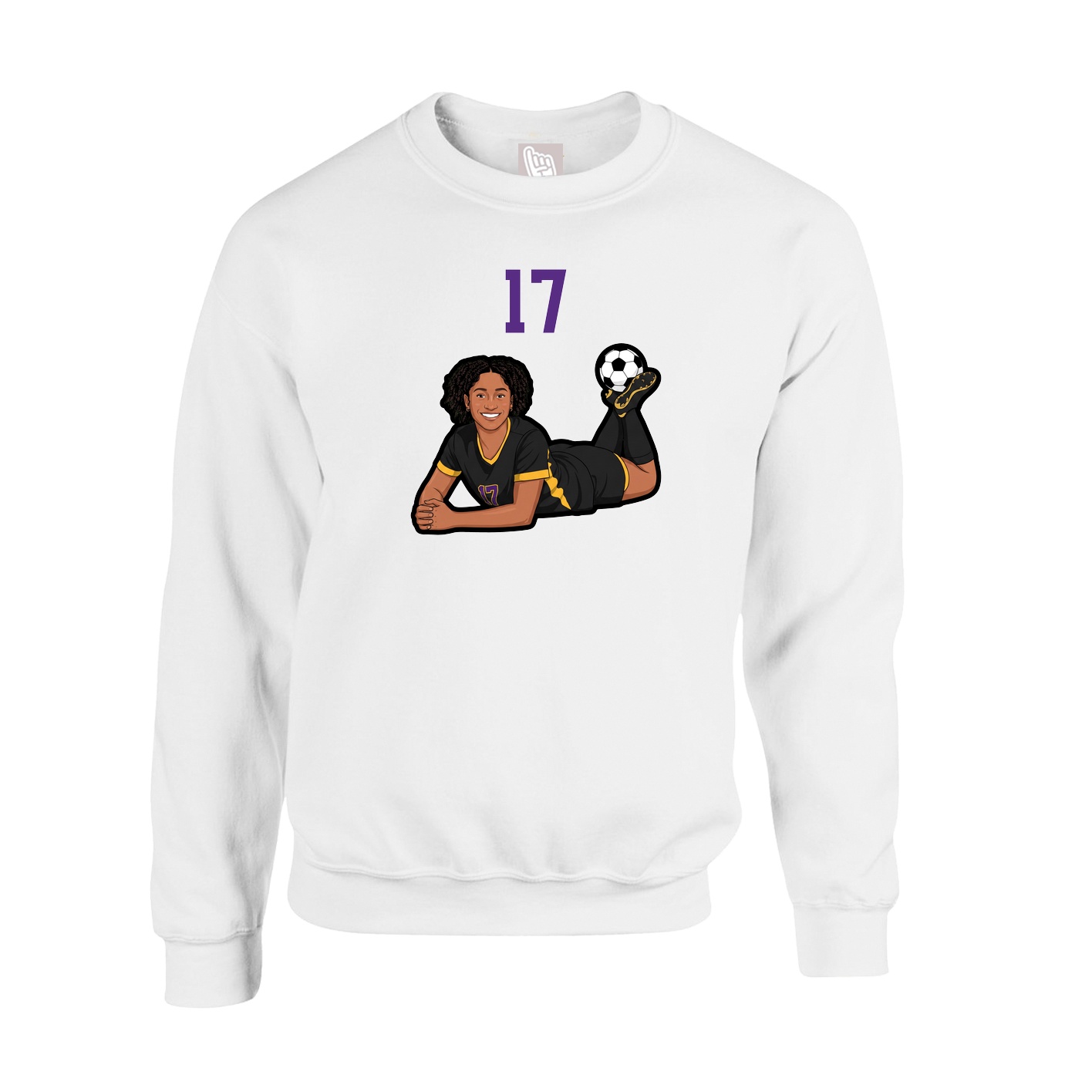 Fleece Crew — Number Top in White