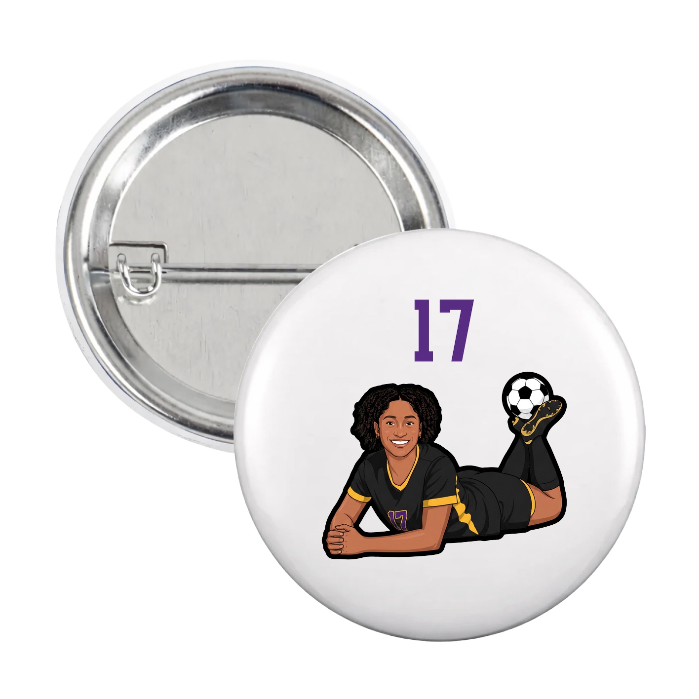 Game Day Button — Number Top in White