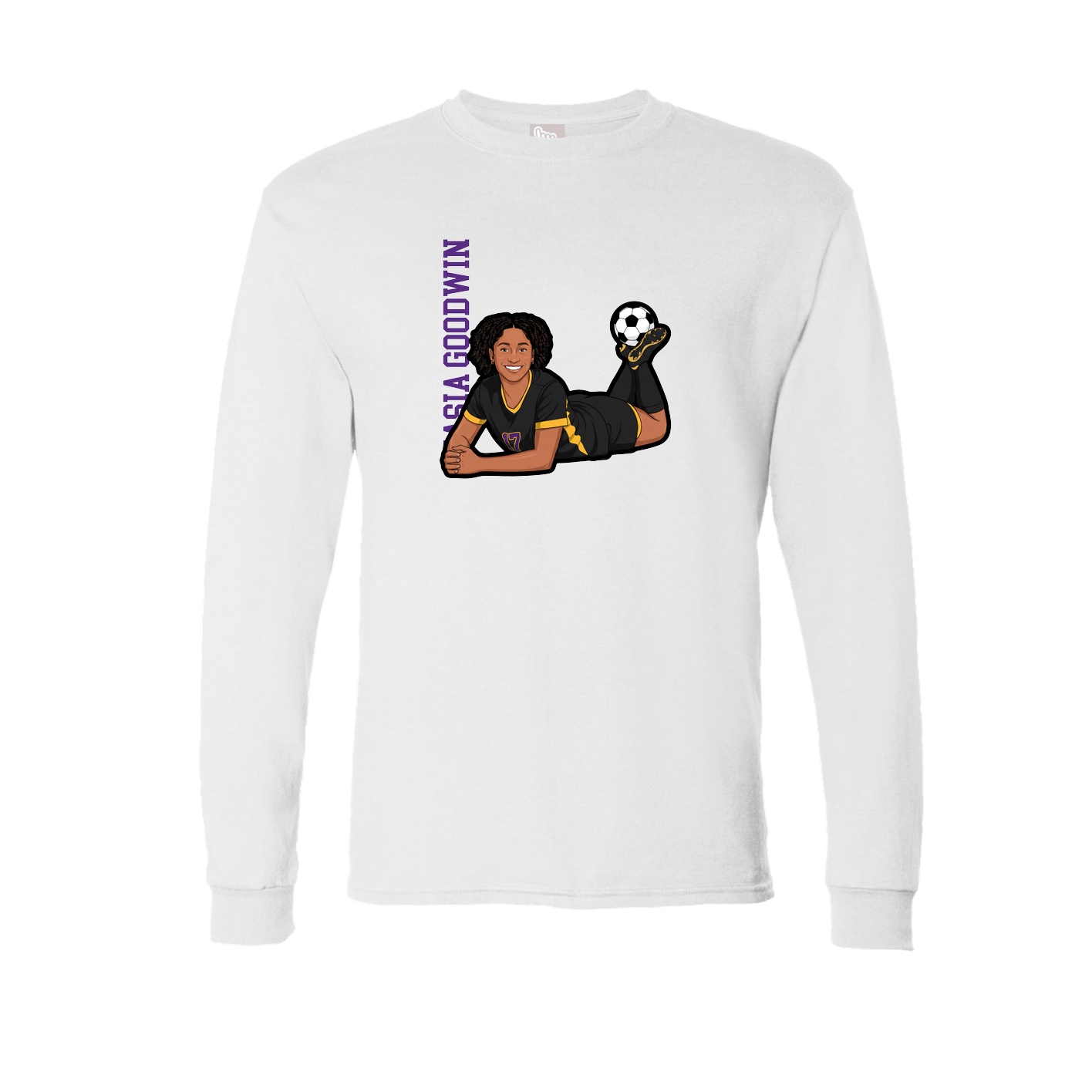 Long Sleeve Tee — Name Vertical in White