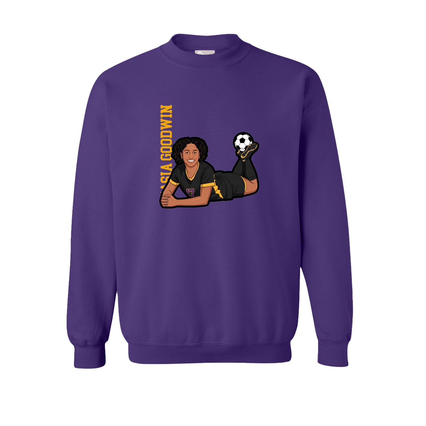 Fleece Crew — Name Vertical in Purple