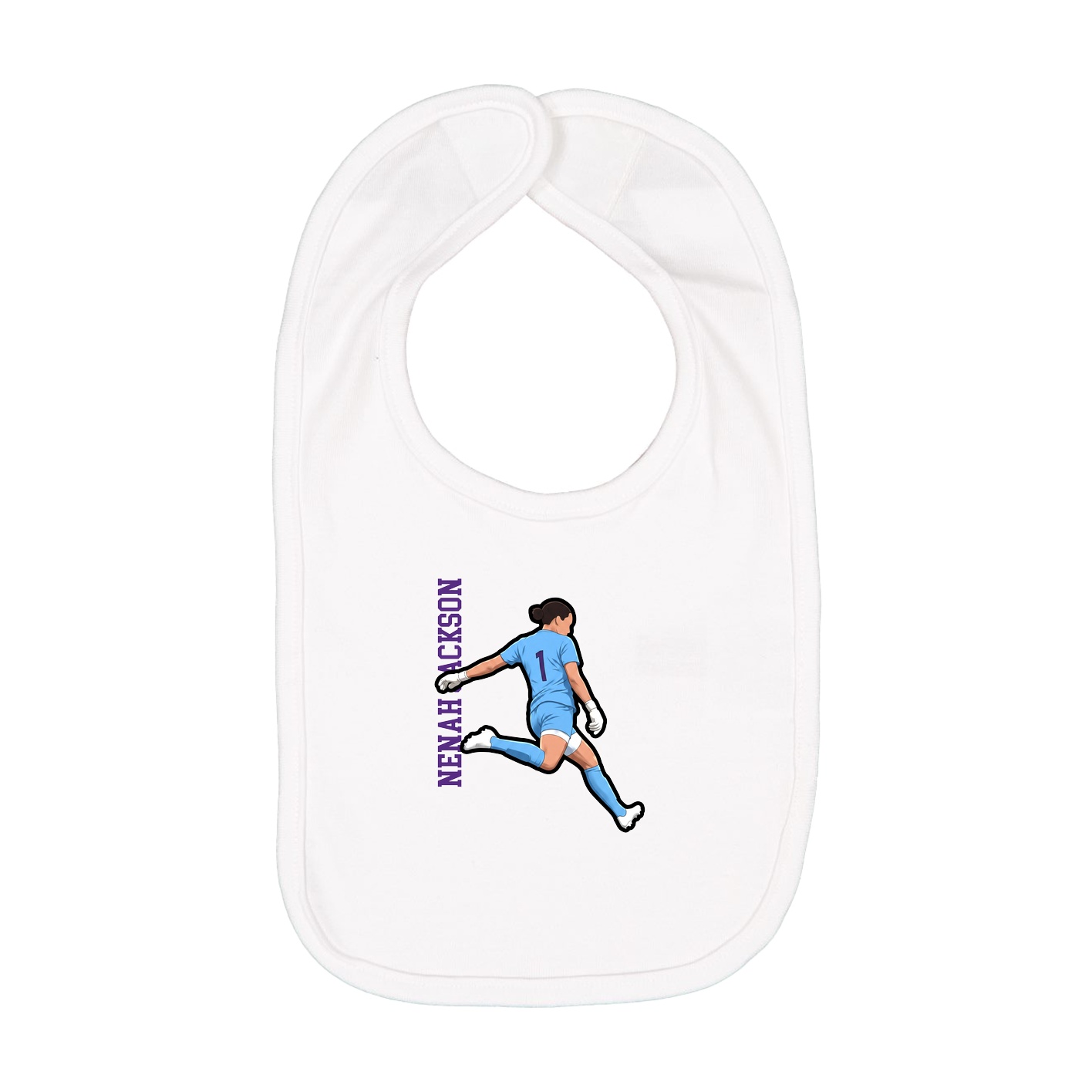 Infant Bib — Name Vertical in White