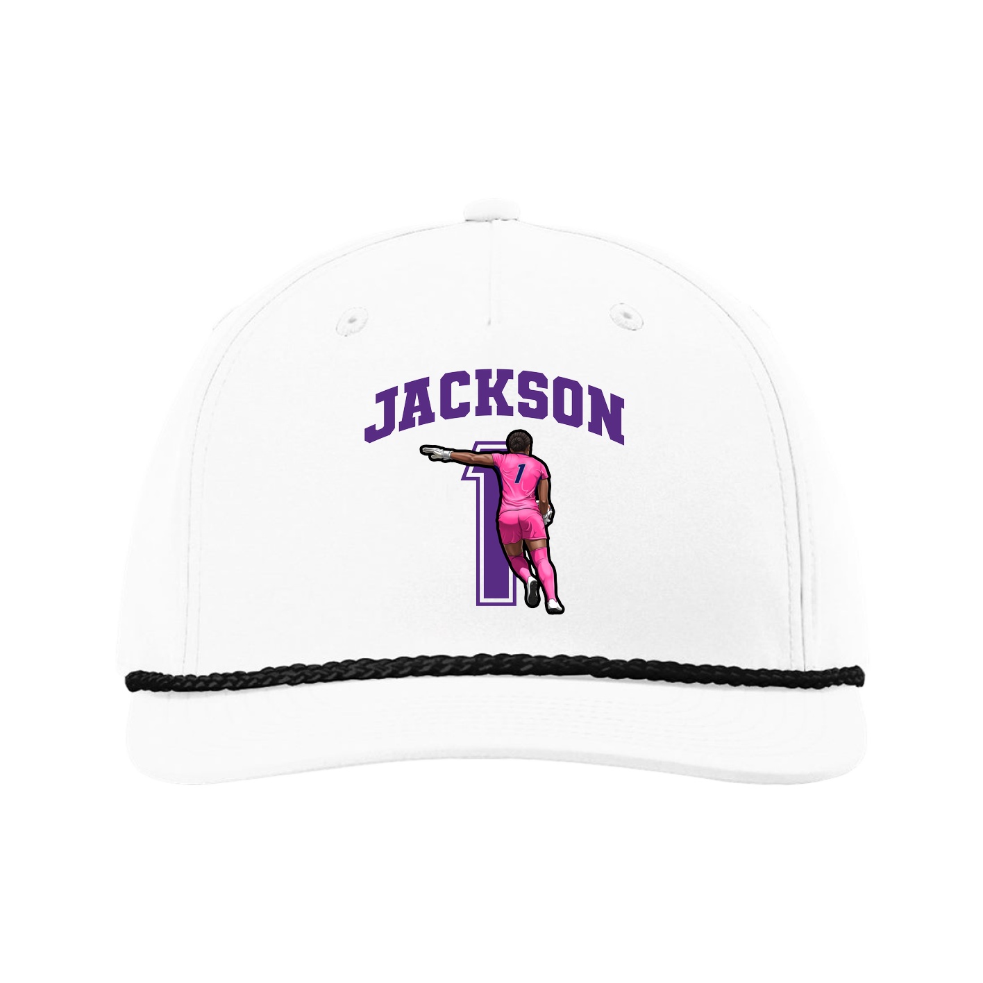 Five-Panel Classic Rope Cap — Number in White