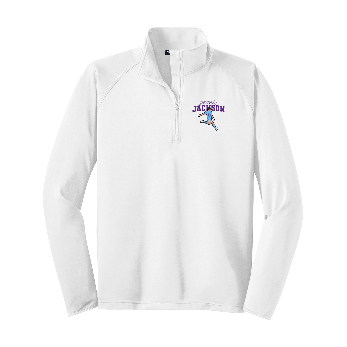 Q-Zip Pullover — Name Arch in White