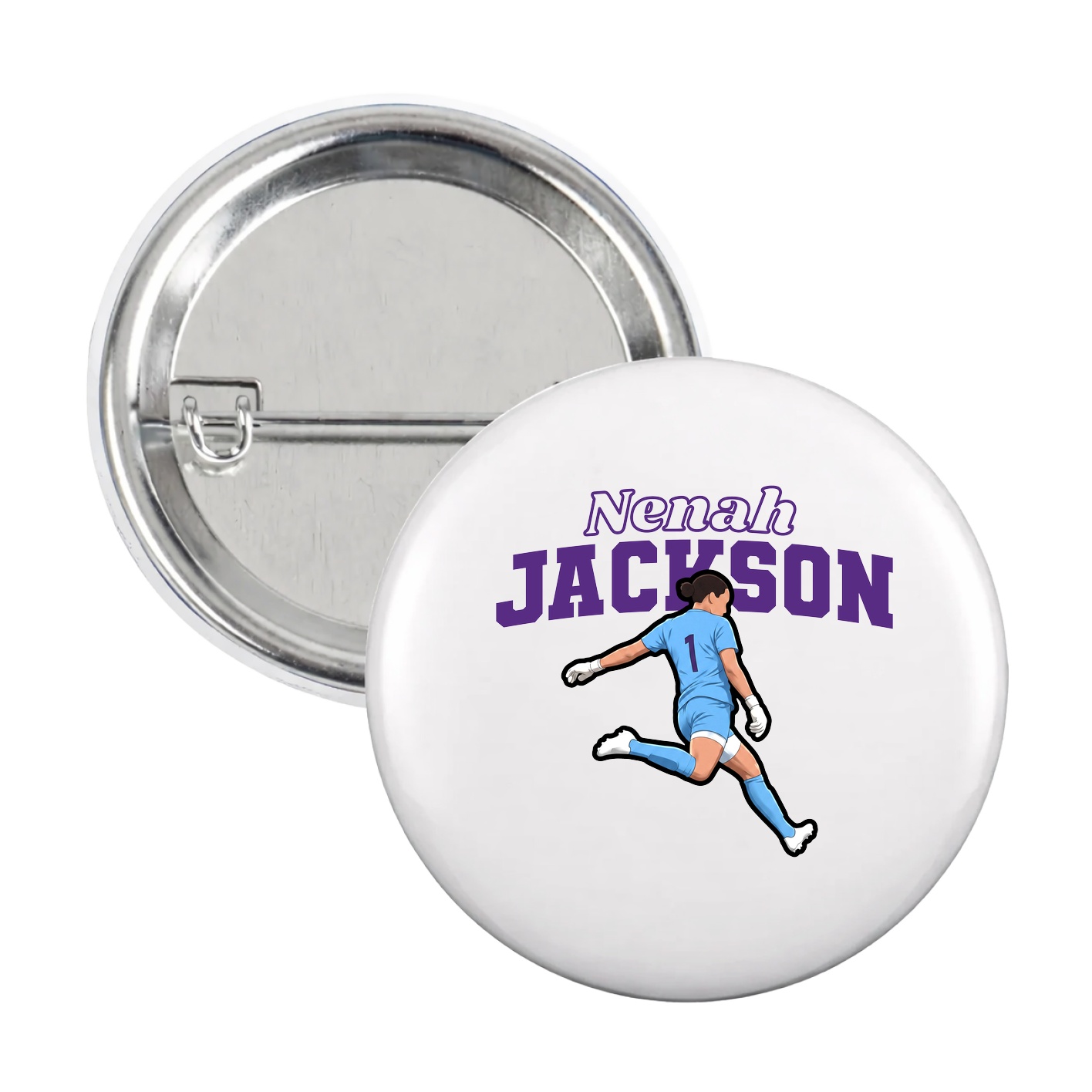 Game Day Button — Name Arch in White