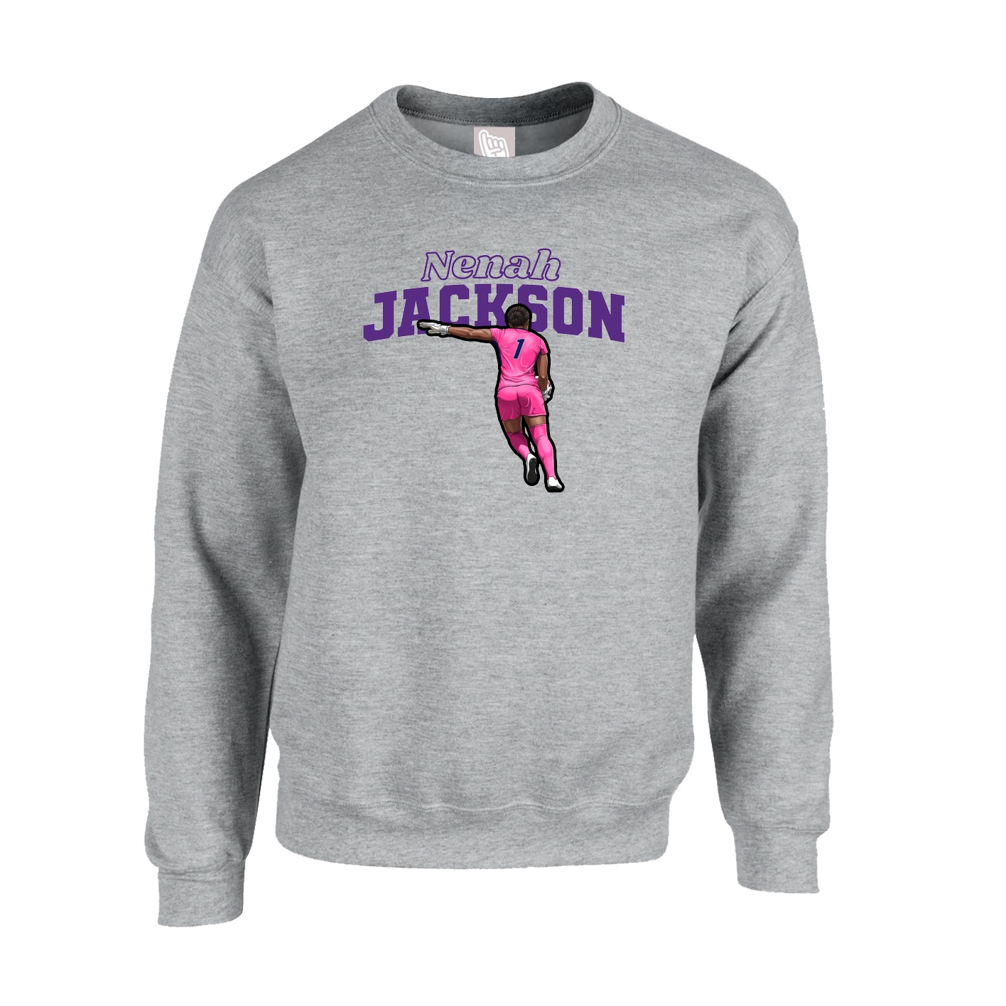 Fleece Crew — Name Arch in Grey