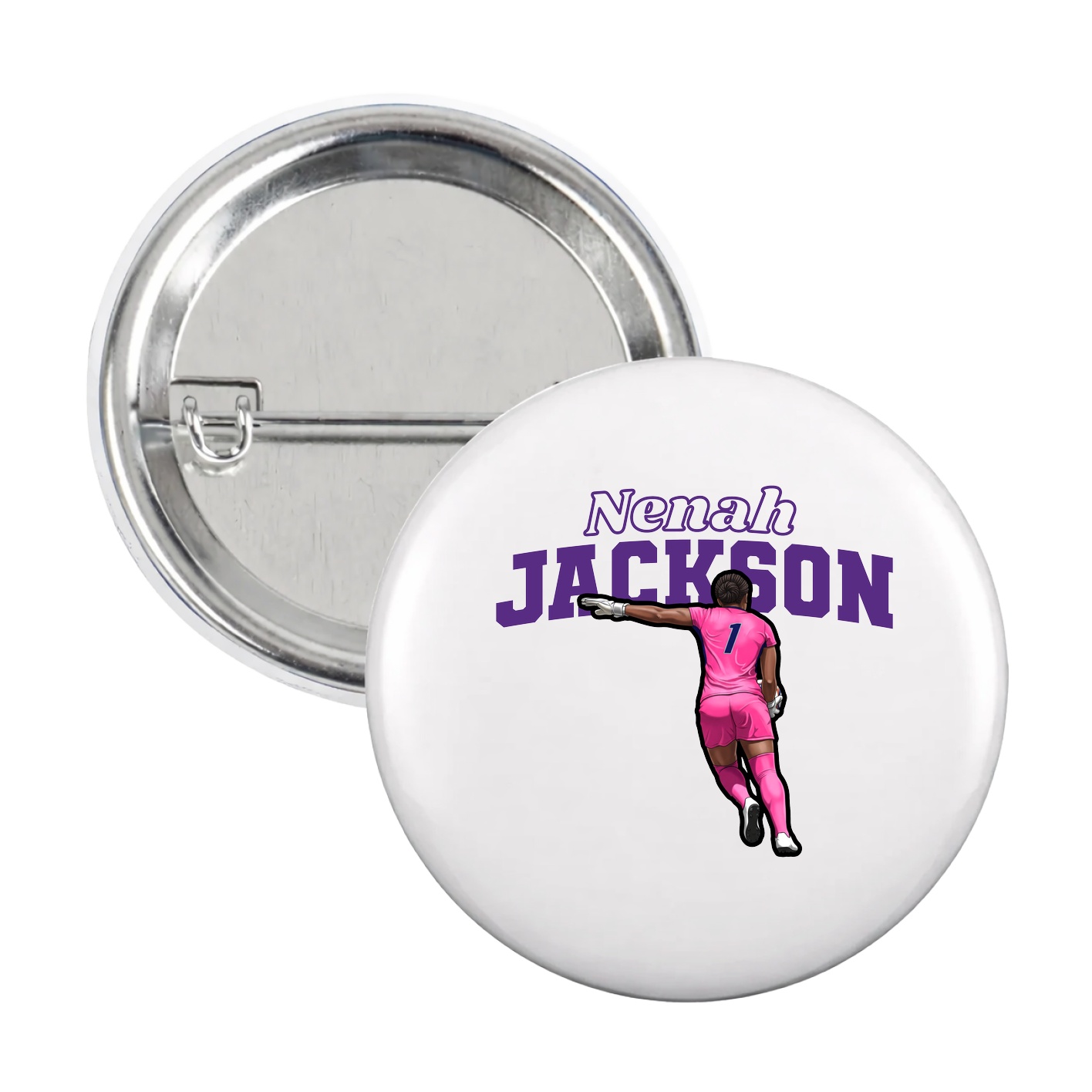 Game Day Button — Name Arch in White