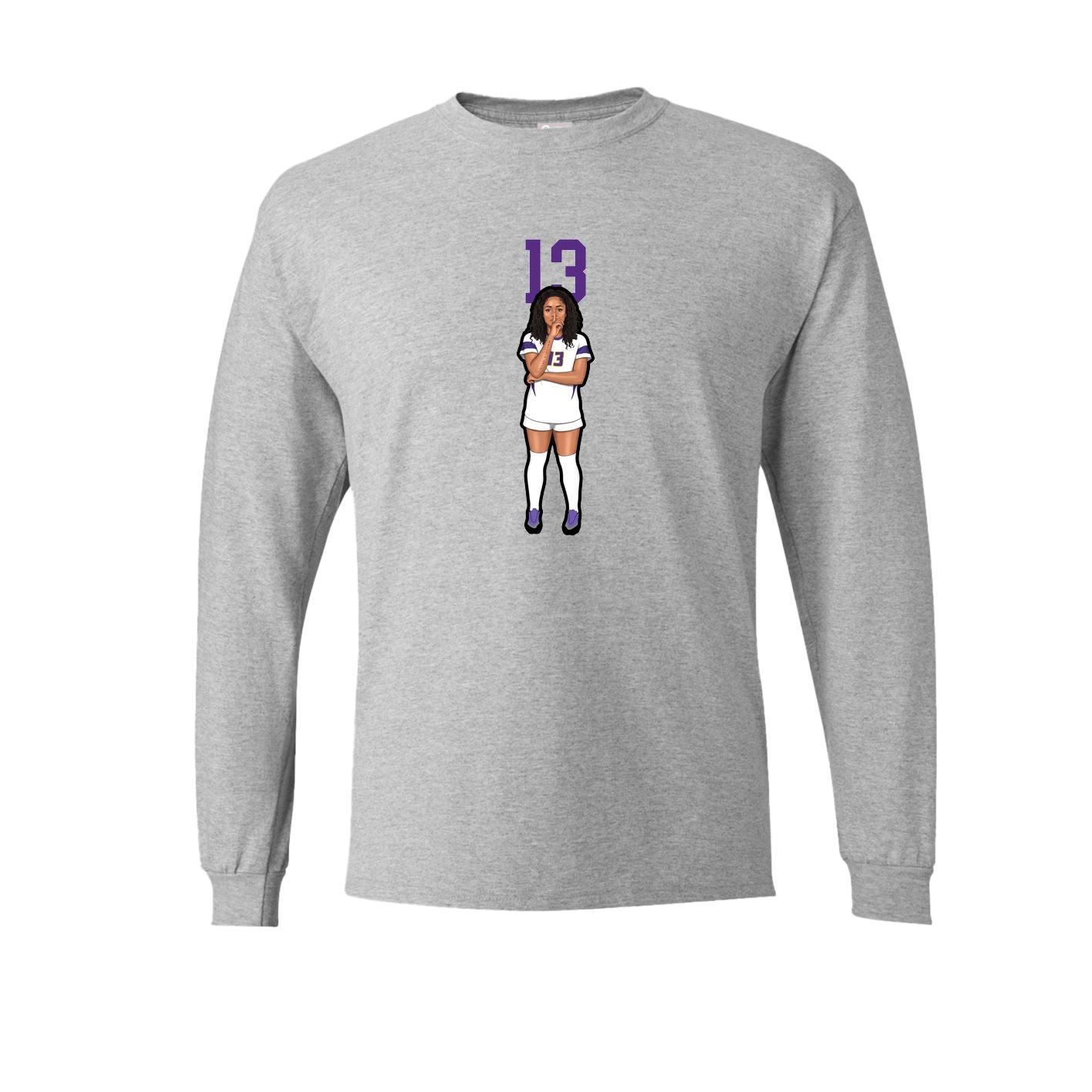 Long Sleeve Tee — Number Top in Grey