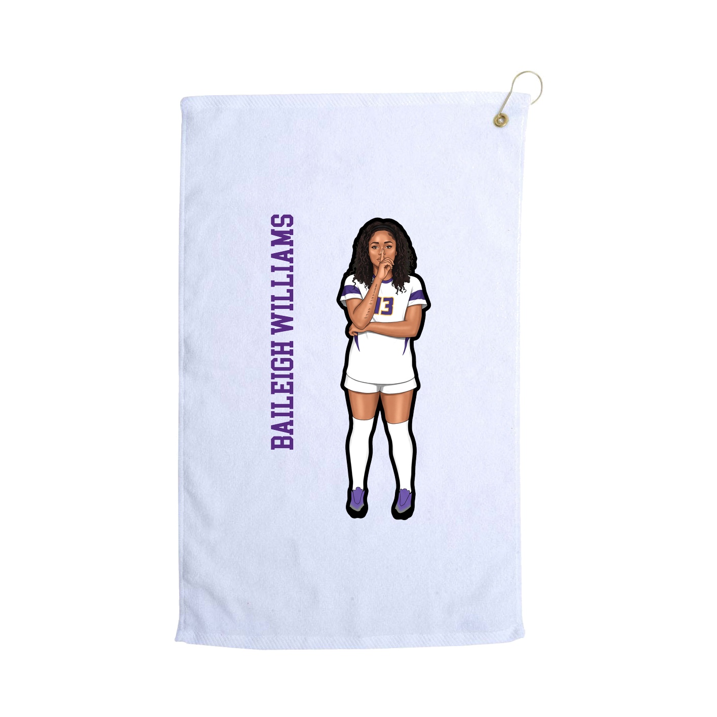 Golf Towel — Name Vertical in White