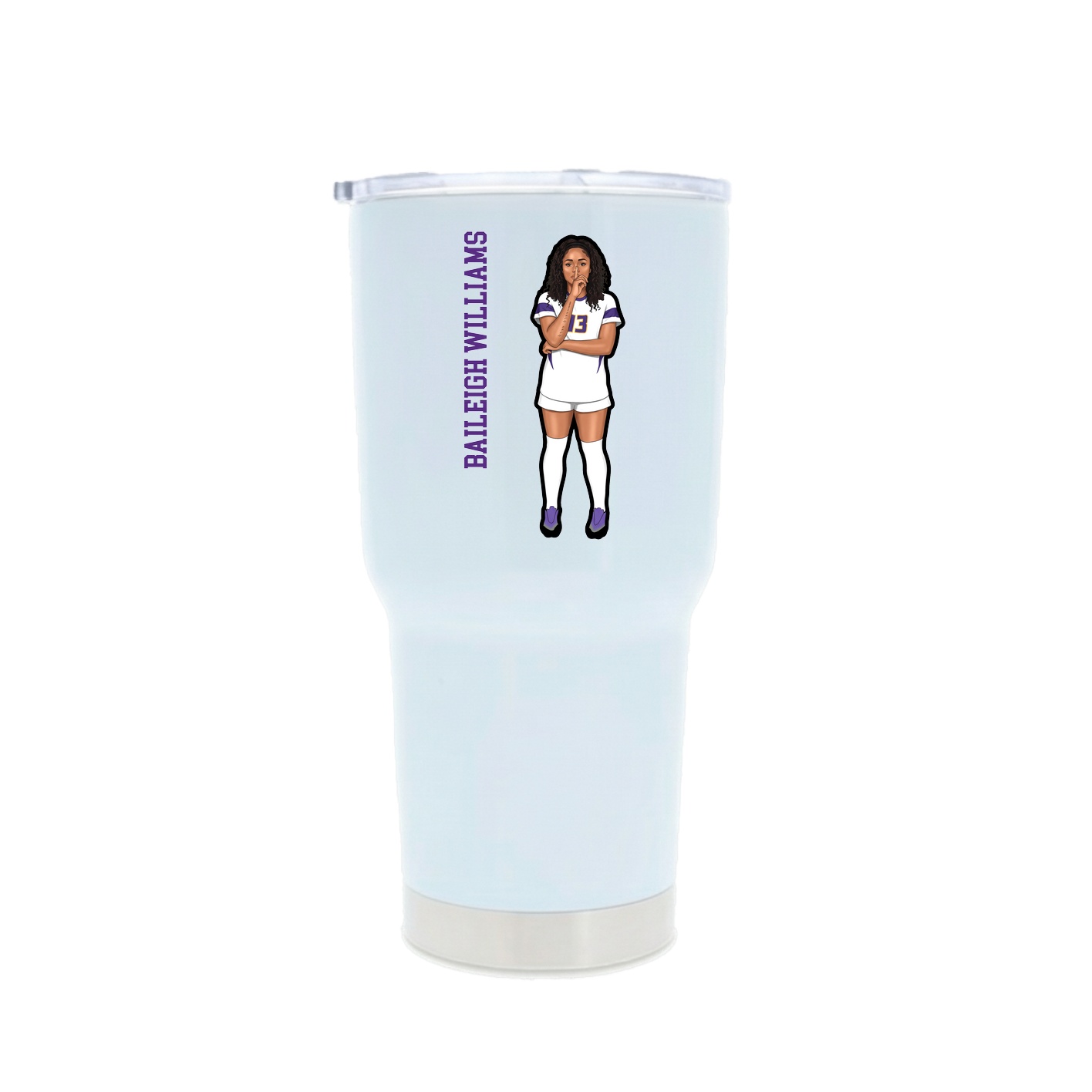 30oz Stainless Steel Tumbler — Name Vertical in White